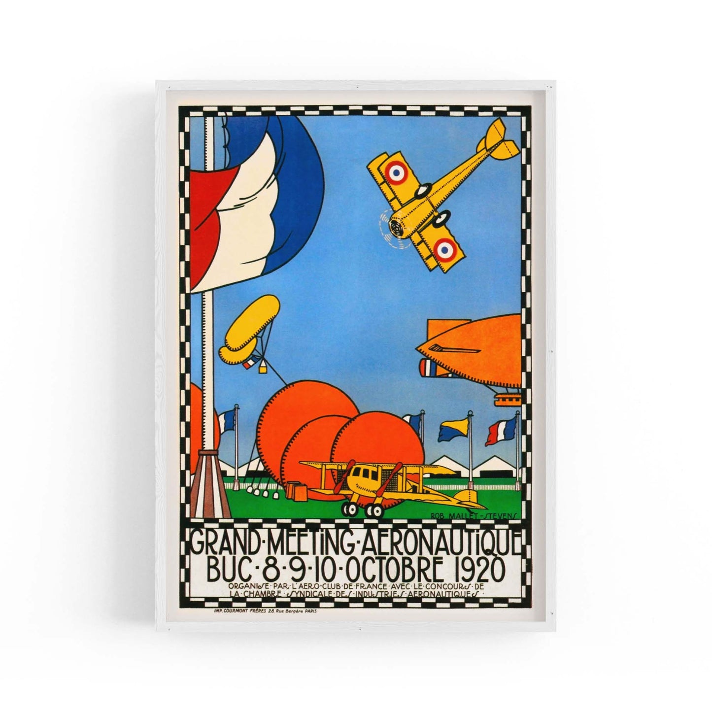 French Air Show Vintage Advert Pilot Wall Art - The Affordable Art Company