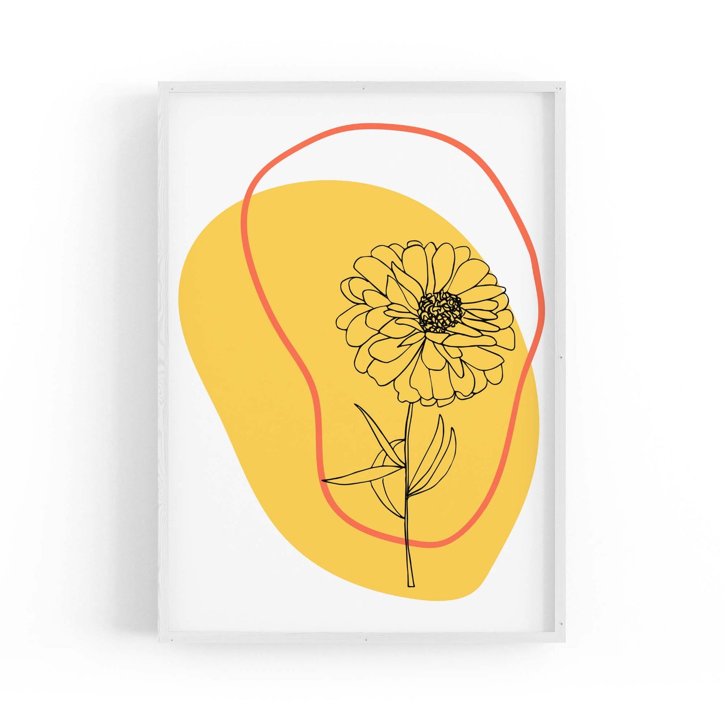 Abstract Sunflower Yellow Flower Modern Wall Art - The Affordable Art Company