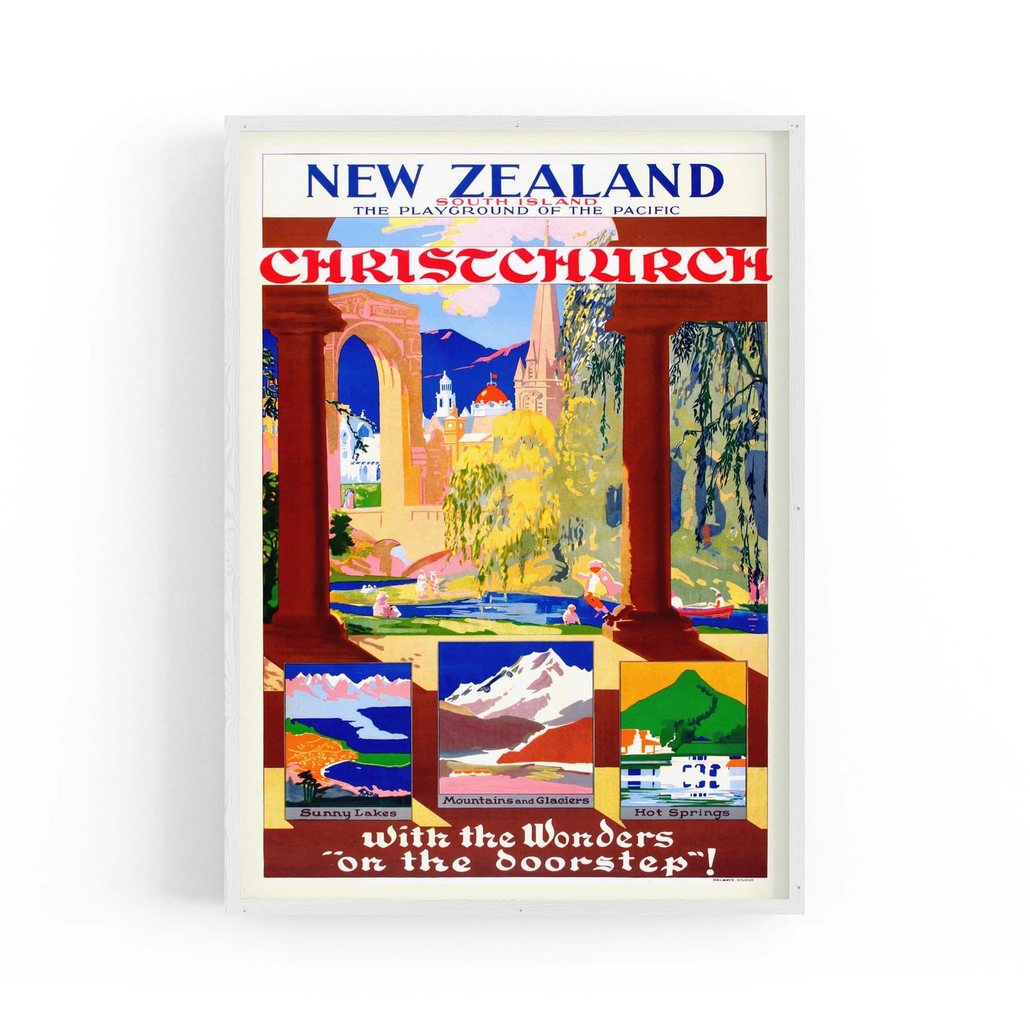 Christchurch, New Zealand Vintage Travel Wall Art - The Affordable Art Company