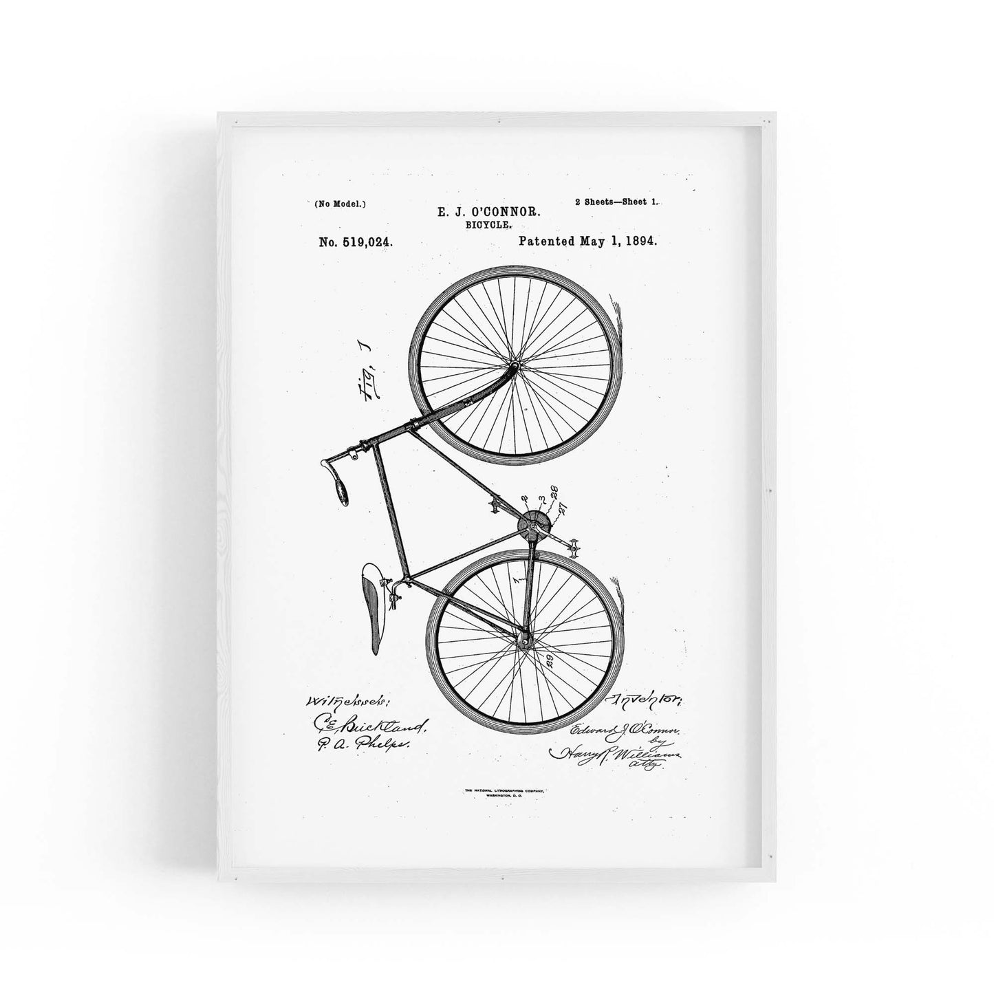 Vintage Bicycle Patent Cycling Cyclist Gift Wall Art #2 - The Affordable Art Company