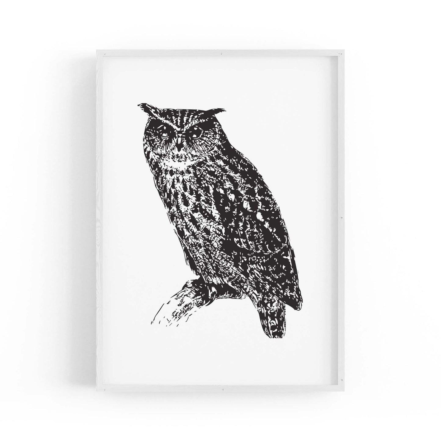 Owl Drawing Portrait Minimal Black Wall Art #2 - The Affordable Art Company