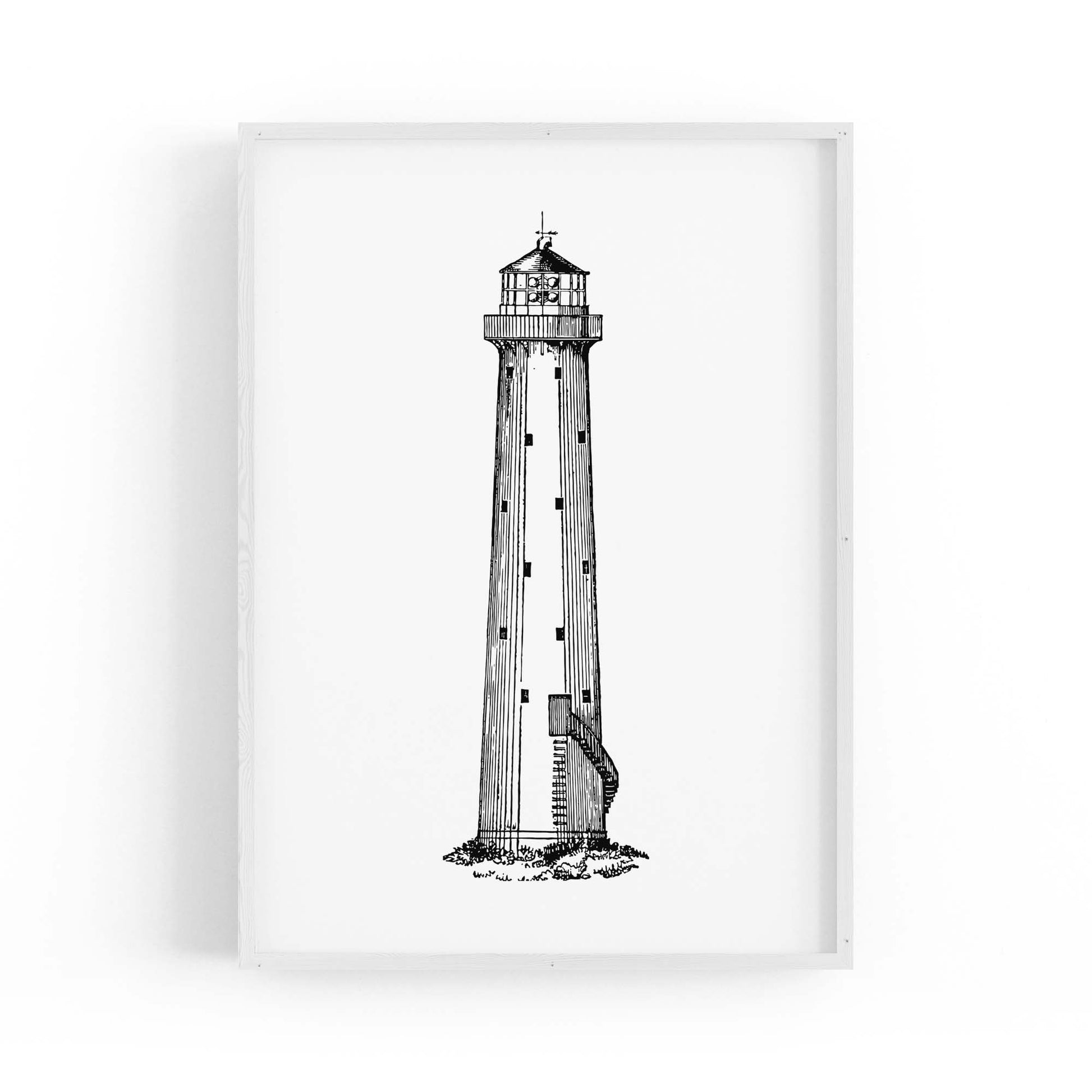 Lighthouse Coastal Drawing Nautical Wall Art - The Affordable Art Company