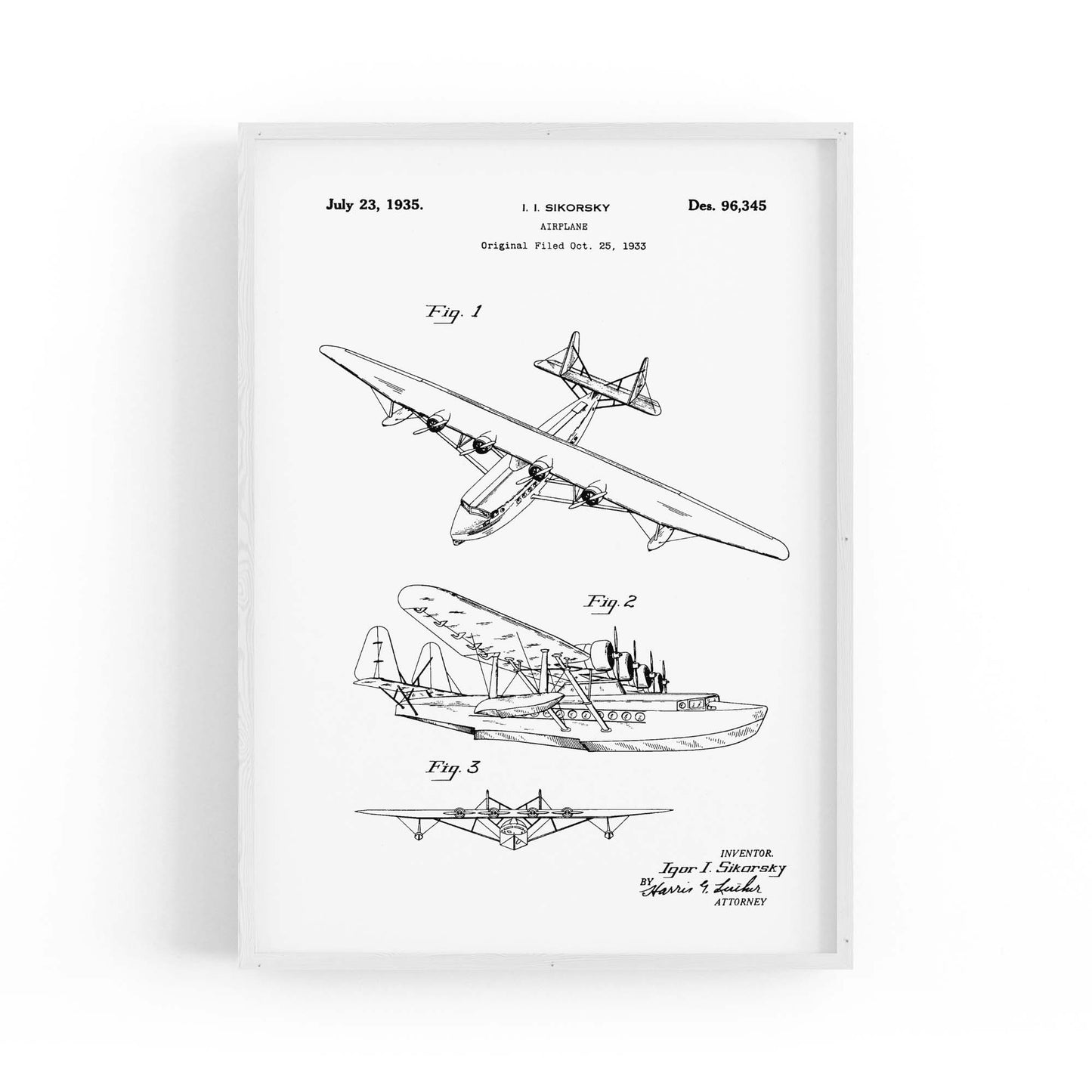 Airplane Patent Vintage Minimal Man Cave Wall Art #11 - The Affordable Art Company