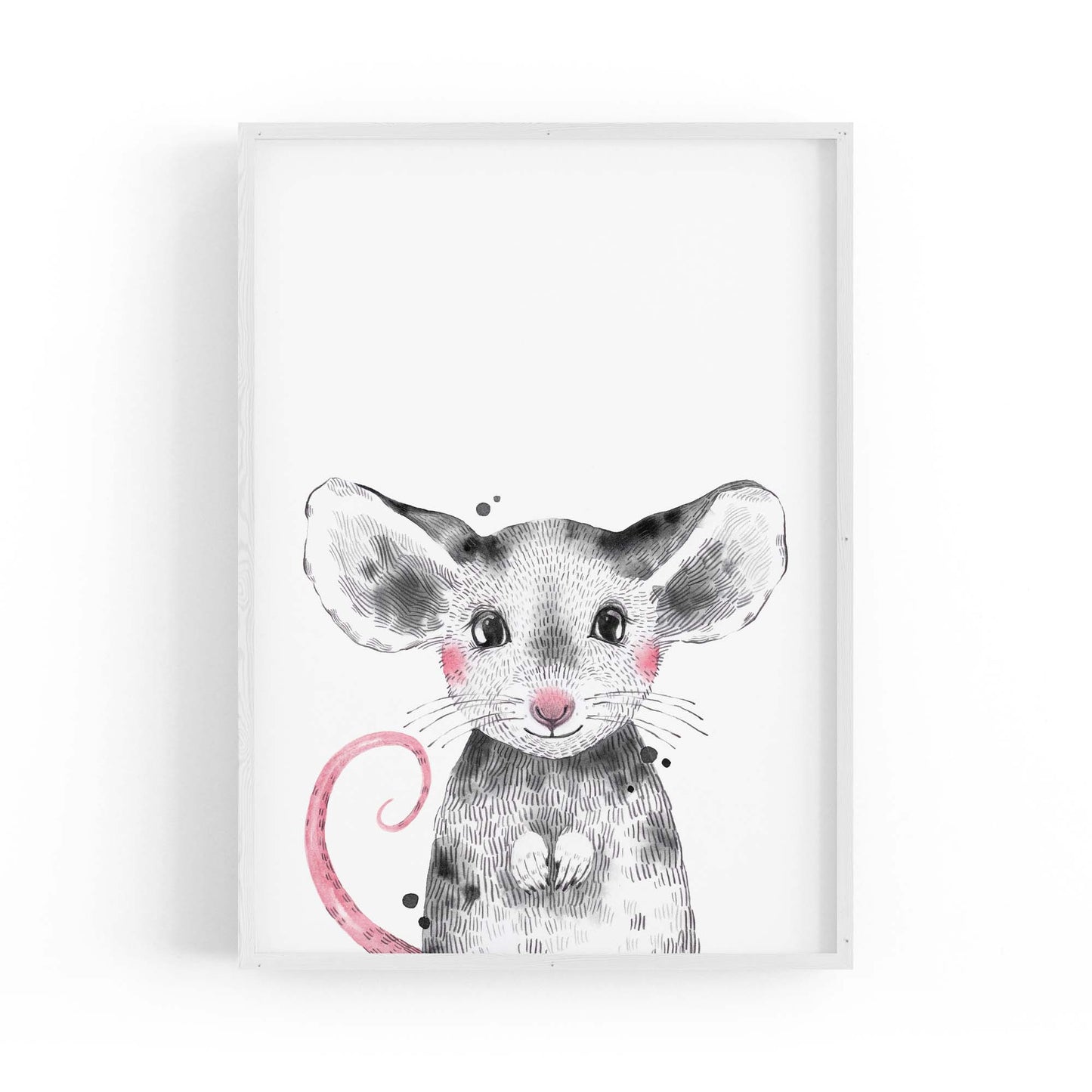 Cute Blushing Baby Mouse Nursery Animal Wall Art - The Affordable Art Company