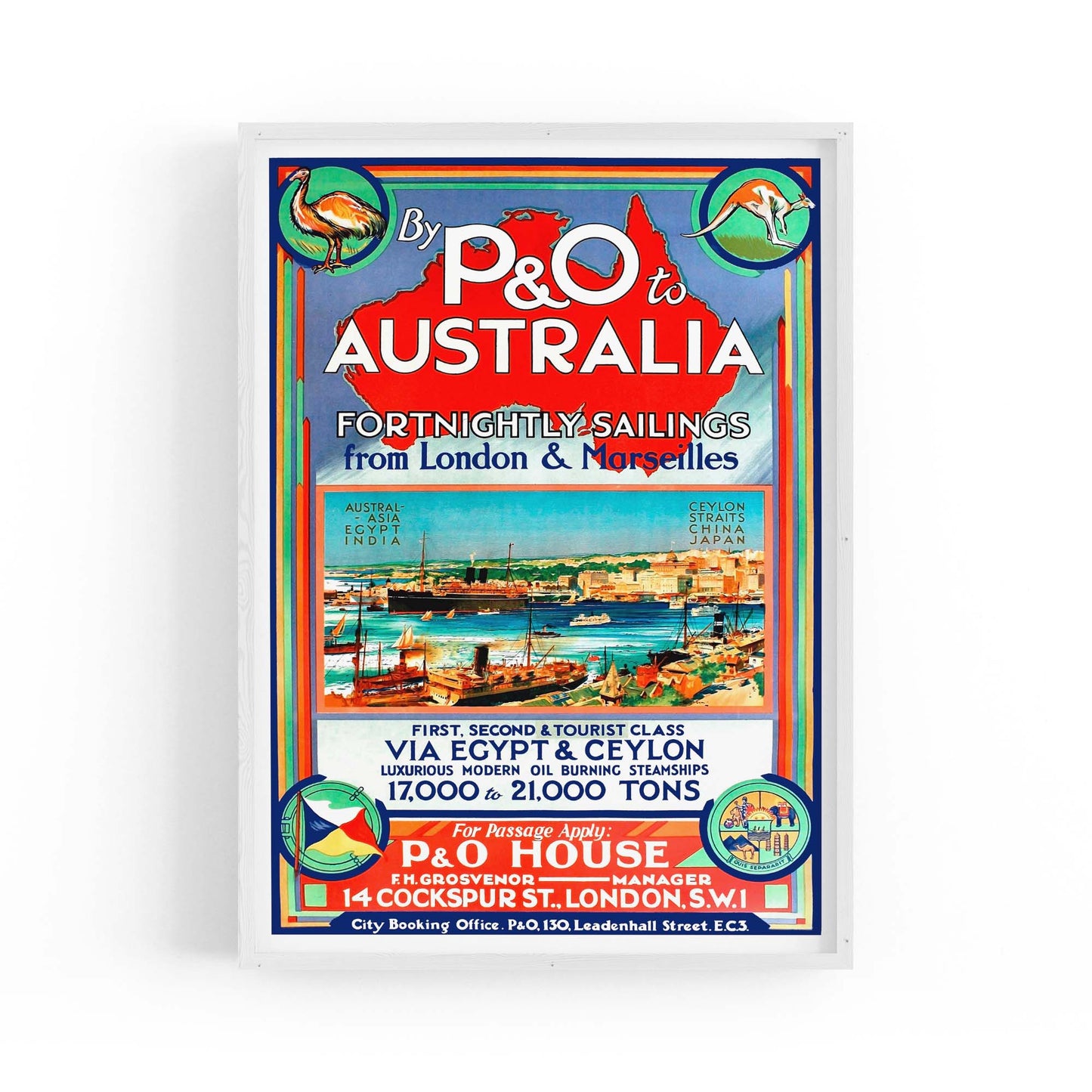 Vintage P&O Australia Travel Wall Art - The Affordable Art Company