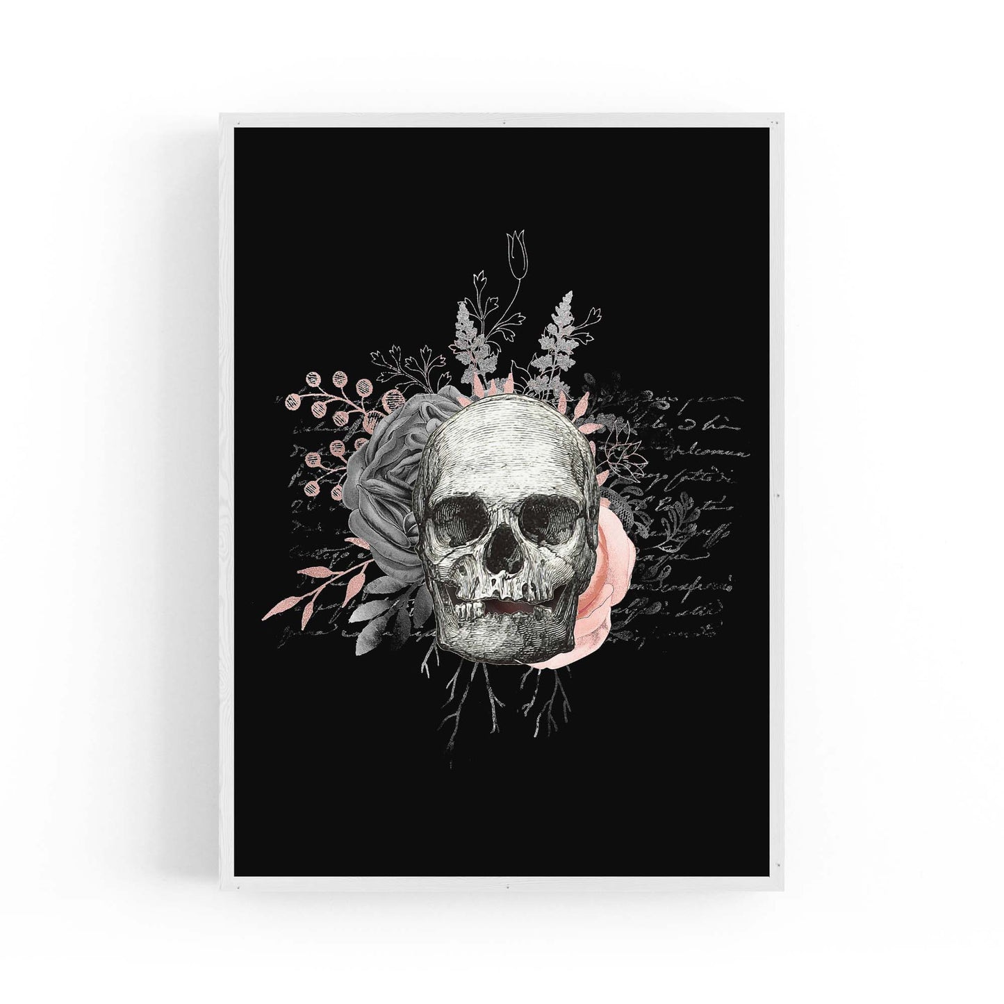 Pink Floral Skull Fashion Girls Bedroom Wall Art #2 - The Affordable Art Company