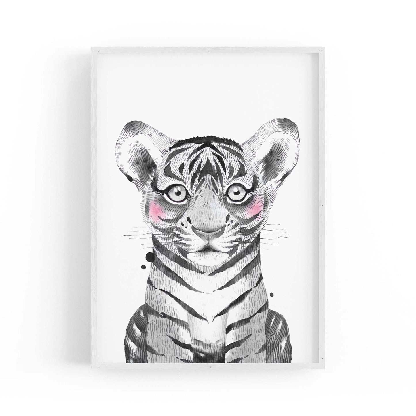 Cute Blushing Baby Tiger Nursery Animal Wall Art - The Affordable Art Company