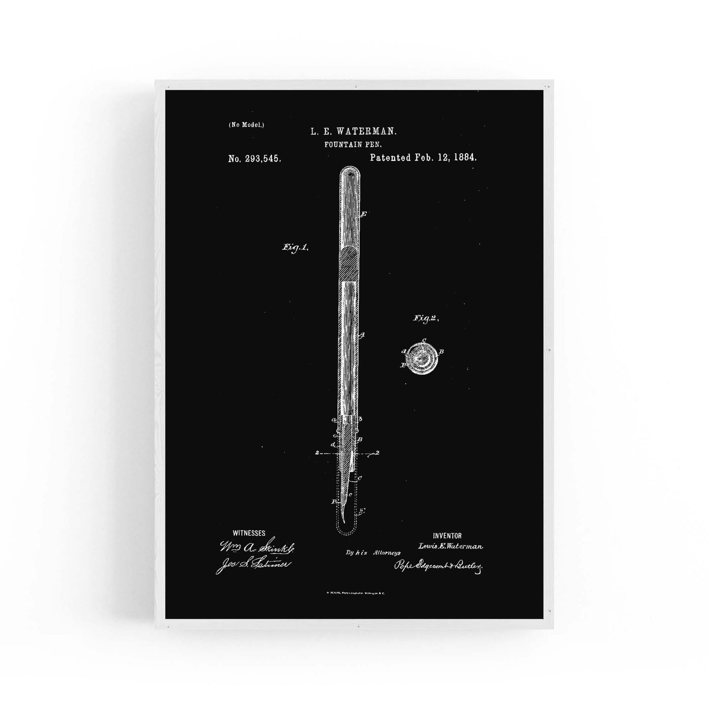 Vintage Fountain Pen Patent Artwork Wall Art #1 - The Affordable Art Company