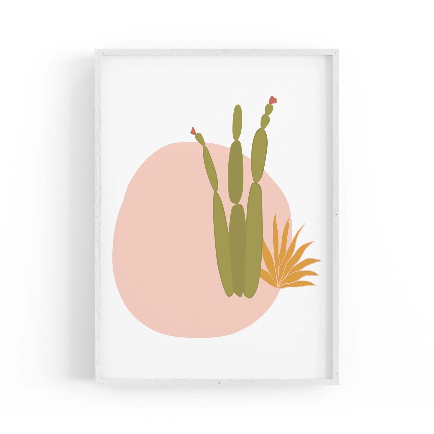 Retro Minimal Abstract Green Cactus Wall Art #1 - The Affordable Art Company