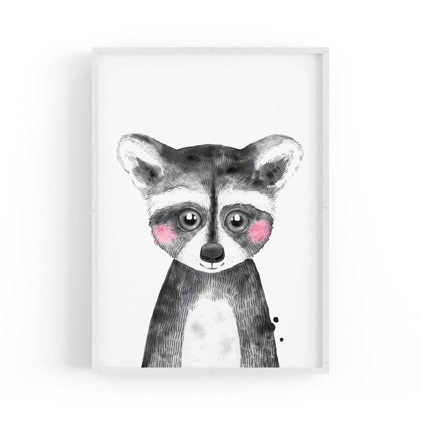 Cute Blushing Baby Raccoon Nursery Animal Wall Art - The Affordable Art Company
