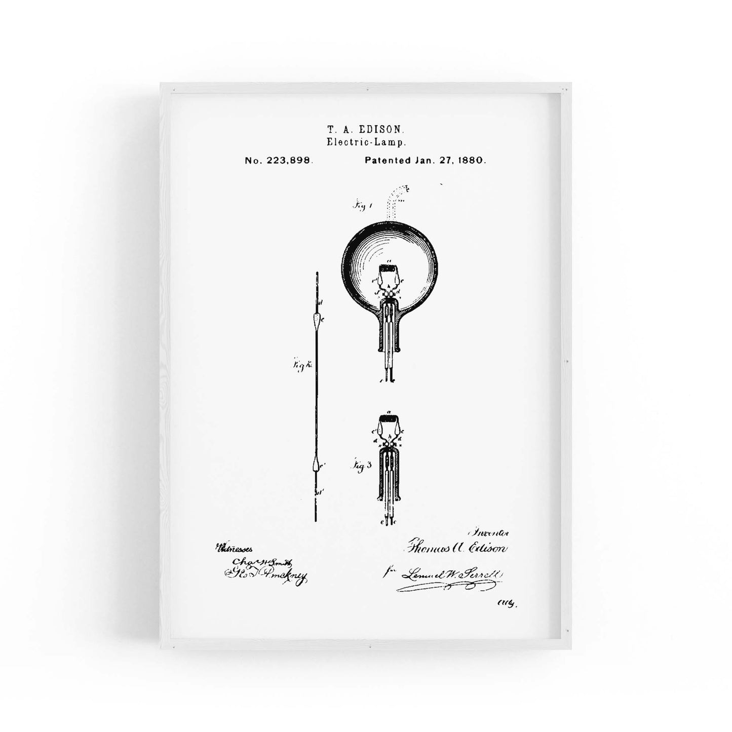 Vintage Edison Light Bulb Patent Wall Art #2 - The Affordable Art Company