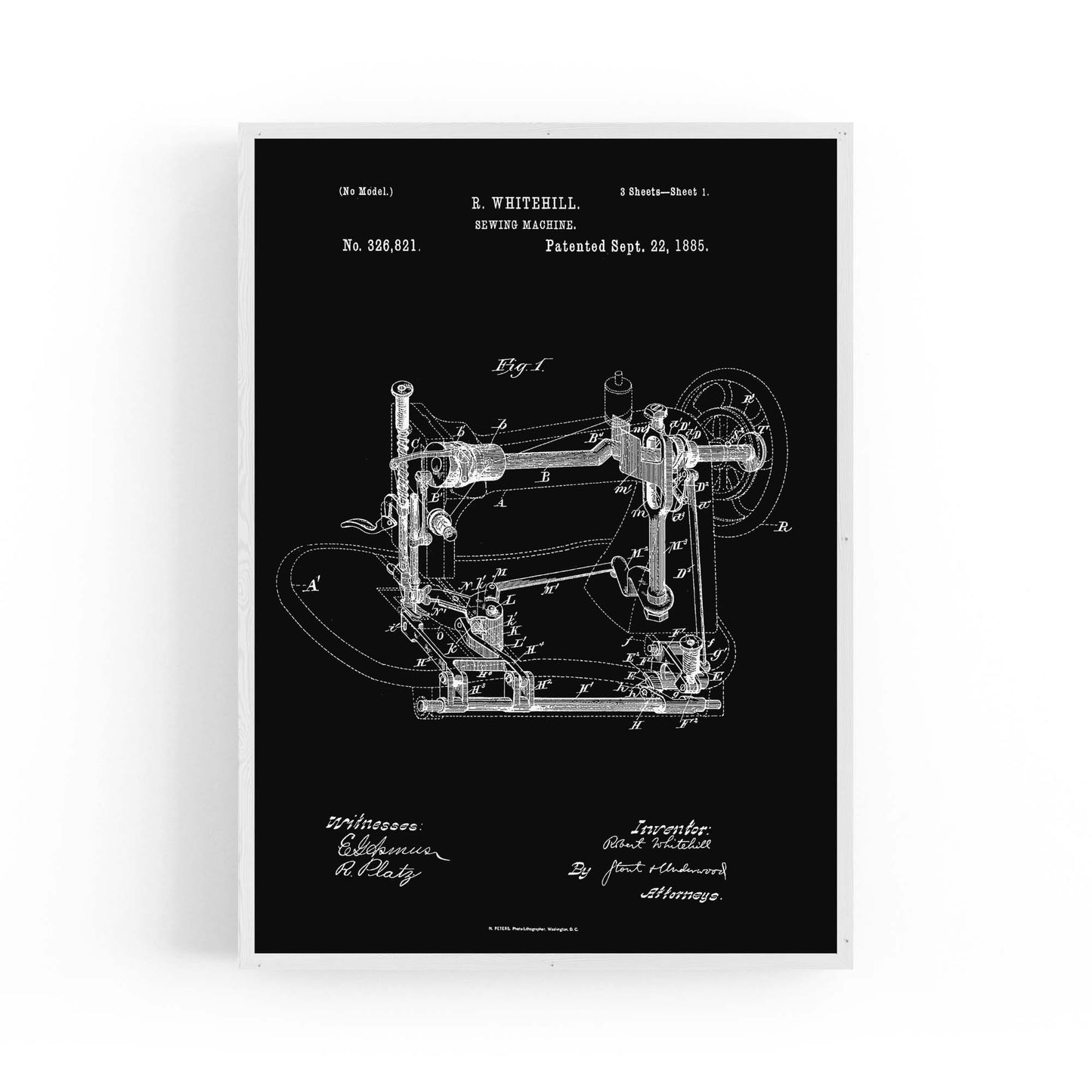 Vintage Sewing Machine Patent Wall Art #1 - The Affordable Art Company