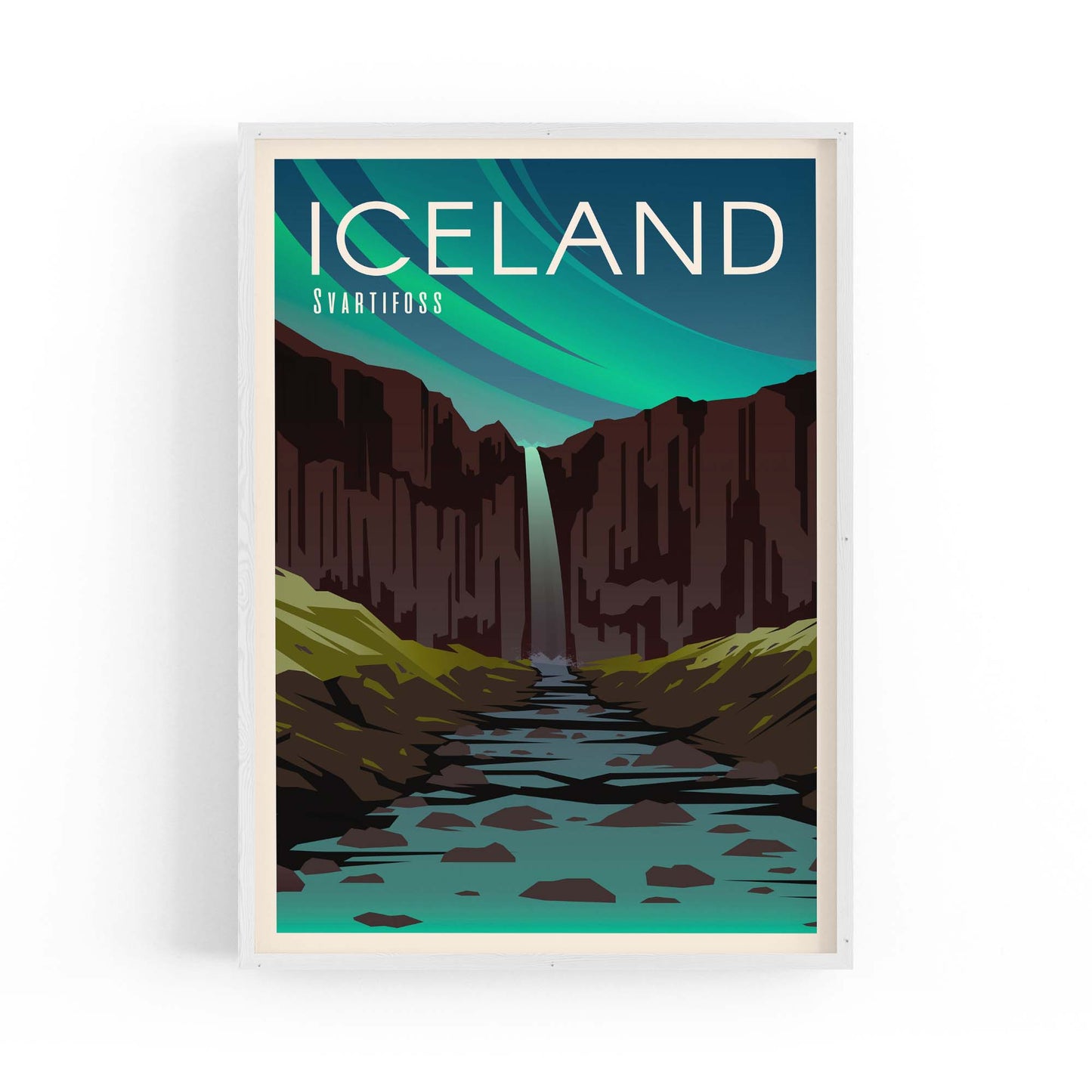 Retro Iceland European Travel Vintage Wall Art - The Affordable Art Company