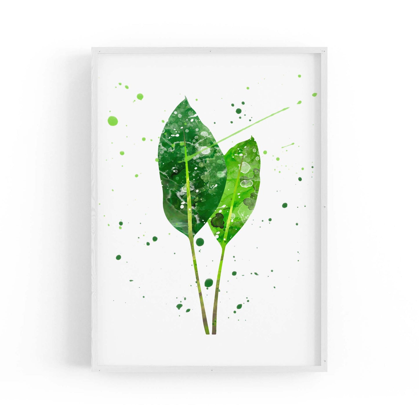 Green Leaf Nature Minimal Painting Wall Art - The Affordable Art Company