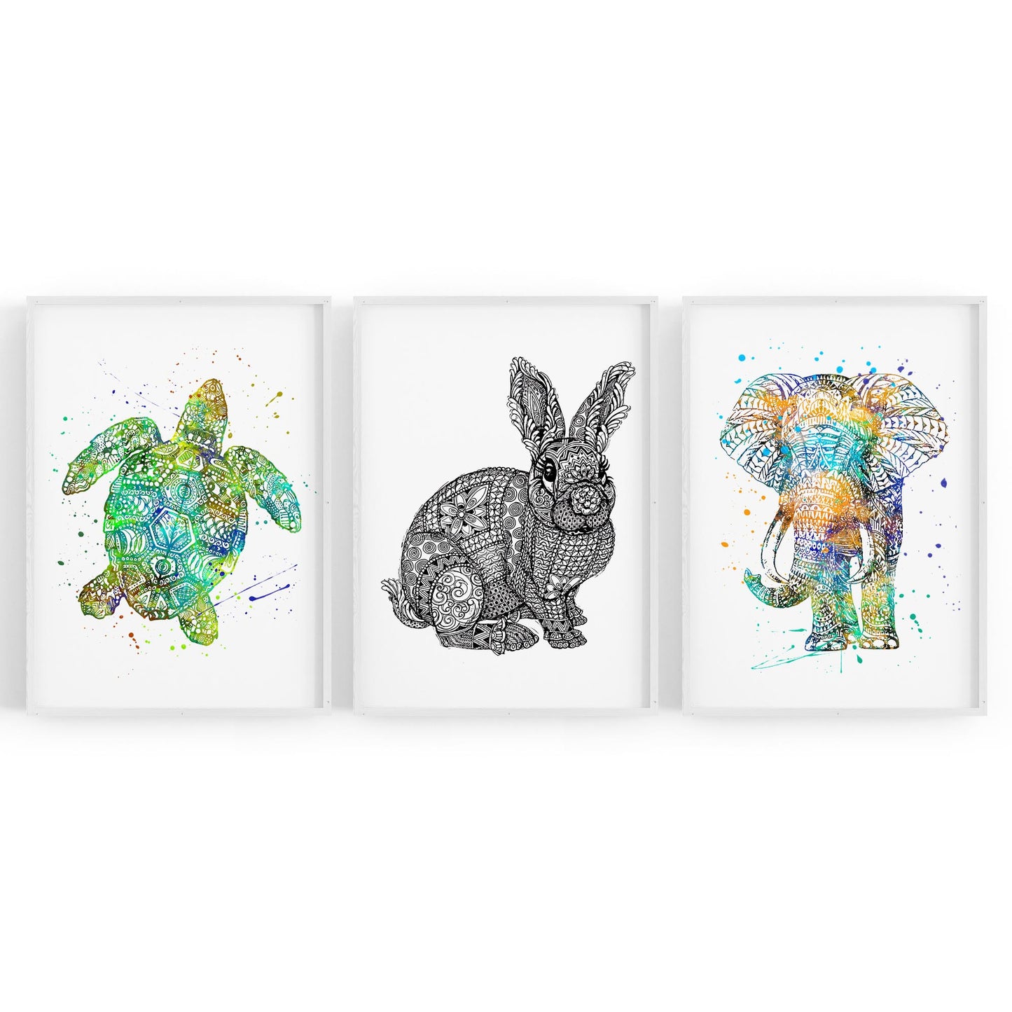 Set of Animal Mandala Pattern Abstract Wall Art #2 - The Affordable Art Company