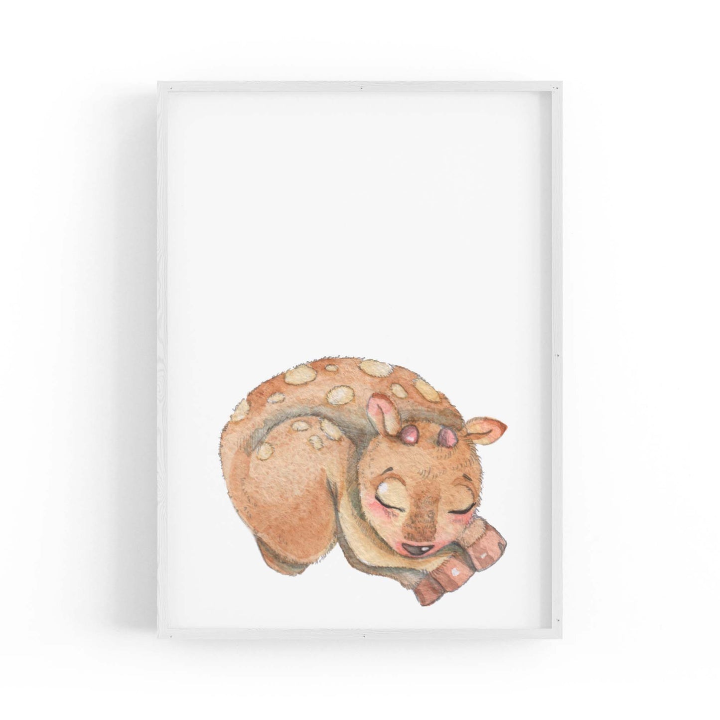 Cute Sleeping Deer Cartoon Animal Nursery Wall Art - The Affordable Art Company