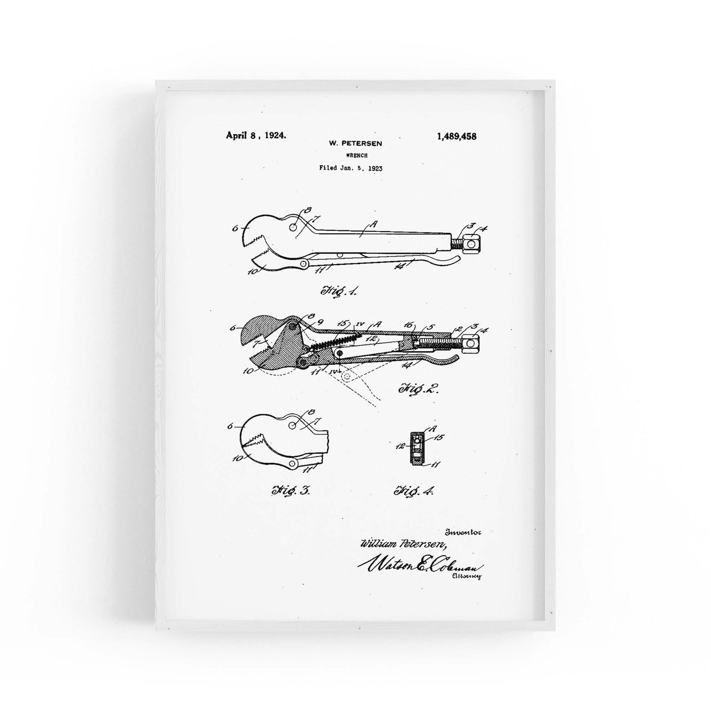 Vintage Wrench Tool Patent Wall Art #2 - The Affordable Art Company