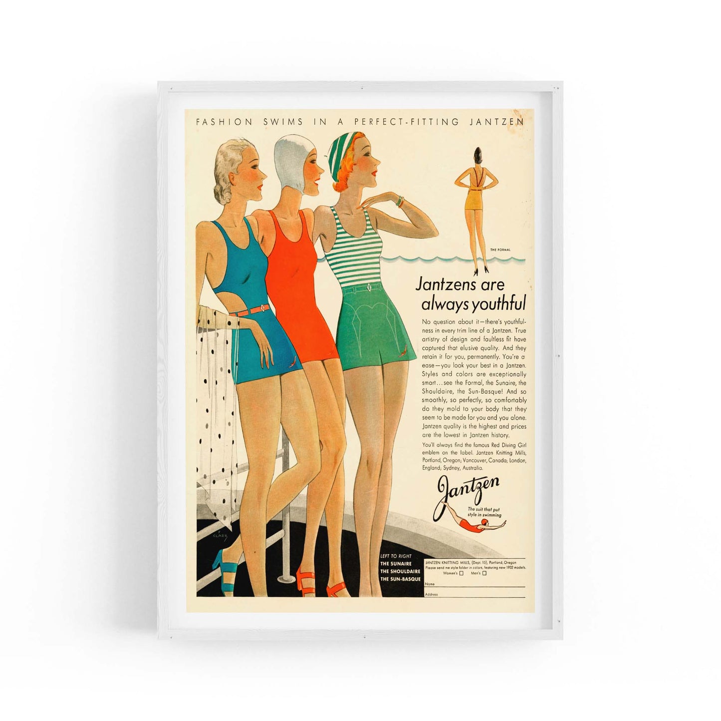 Vintage Fashion Advert Girls Bedroom Wall Art - The Affordable Art Company