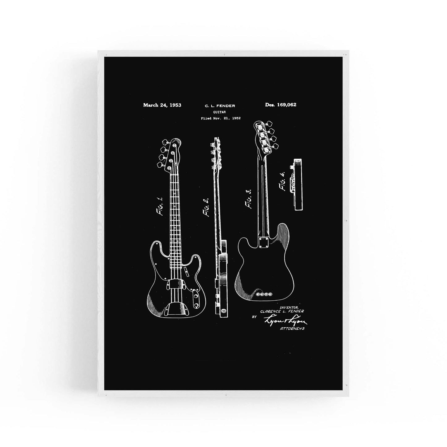 Fender Guitar Black Patent Music Gift Wall Art - The Affordable Art Company