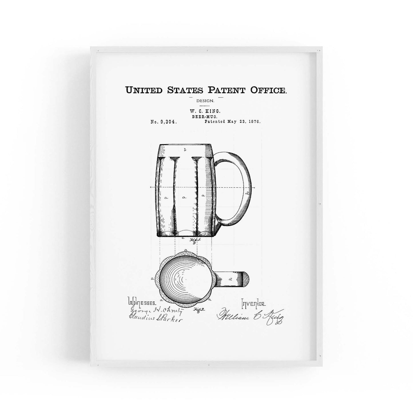 Vintage Beer Mug Patent Man Cave Gift Wall Art #2 - The Affordable Art Company