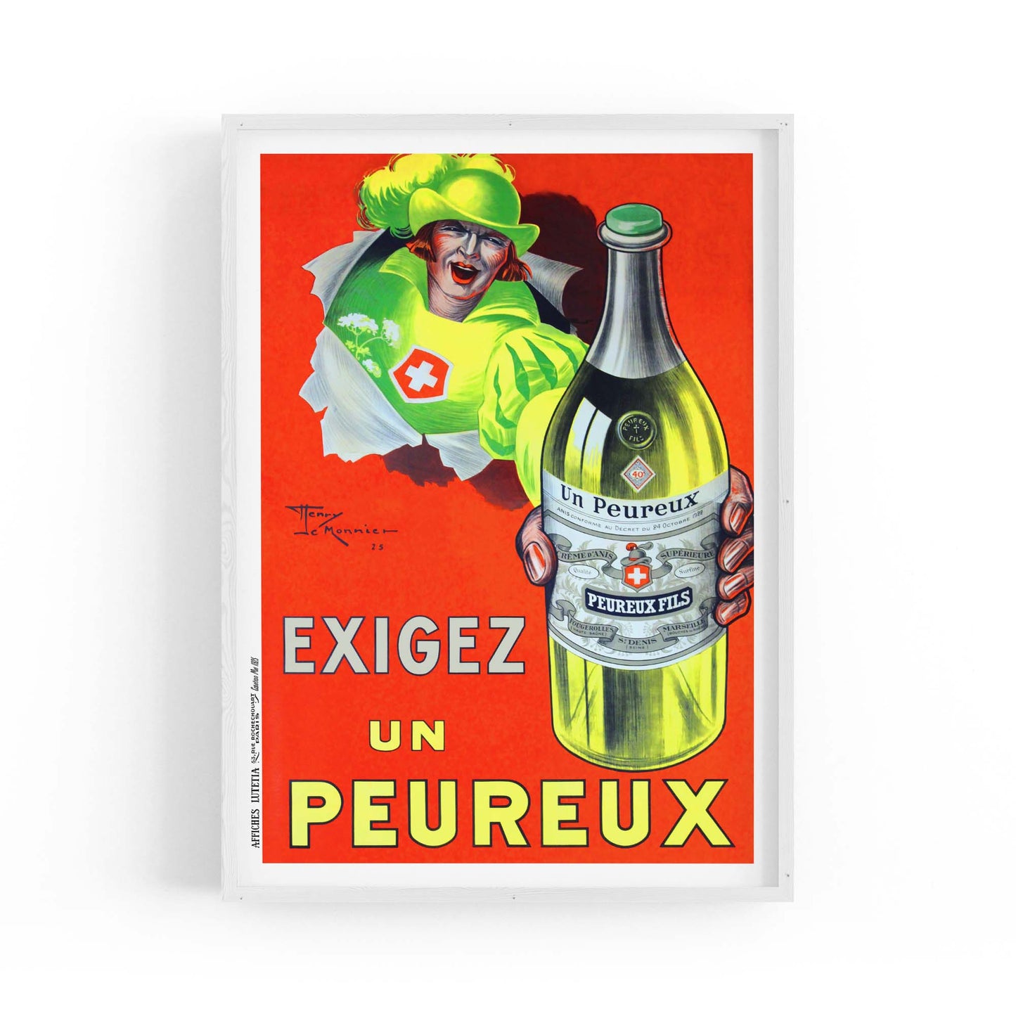 Exigez Un Peureux Vintage Drinks Advert Wall Art - The Affordable Art Company