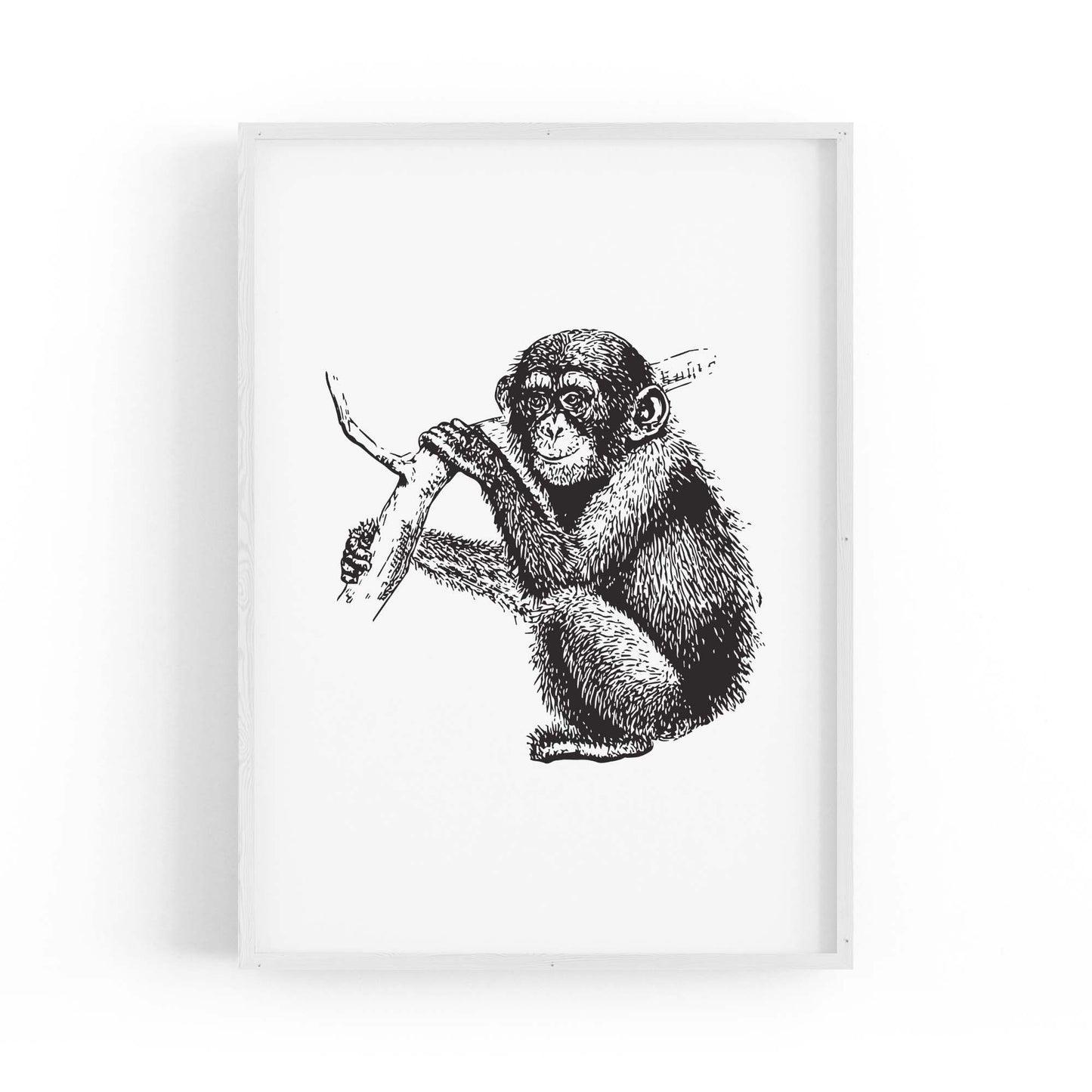 Monkey Baby Drawing Animal Jungle Wall Art - The Affordable Art Company