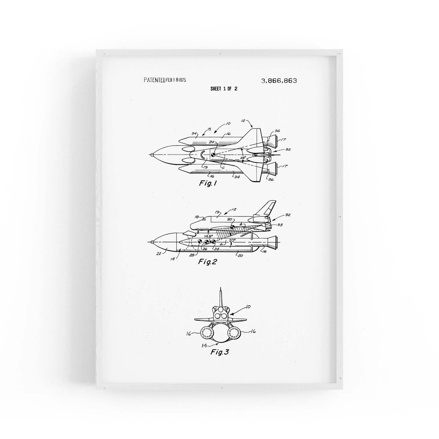 Vintage Space Shuttle Patent Wall Art #2 - The Affordable Art Company