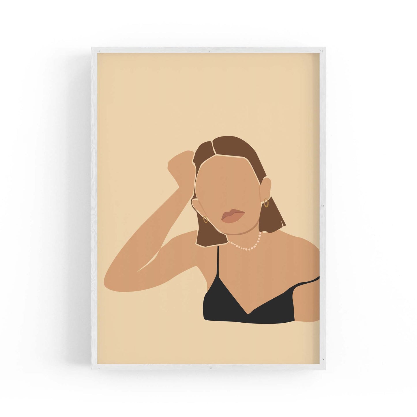 Abstract Brunette Girl Fashion Bedroom Wall Art - The Affordable Art Company