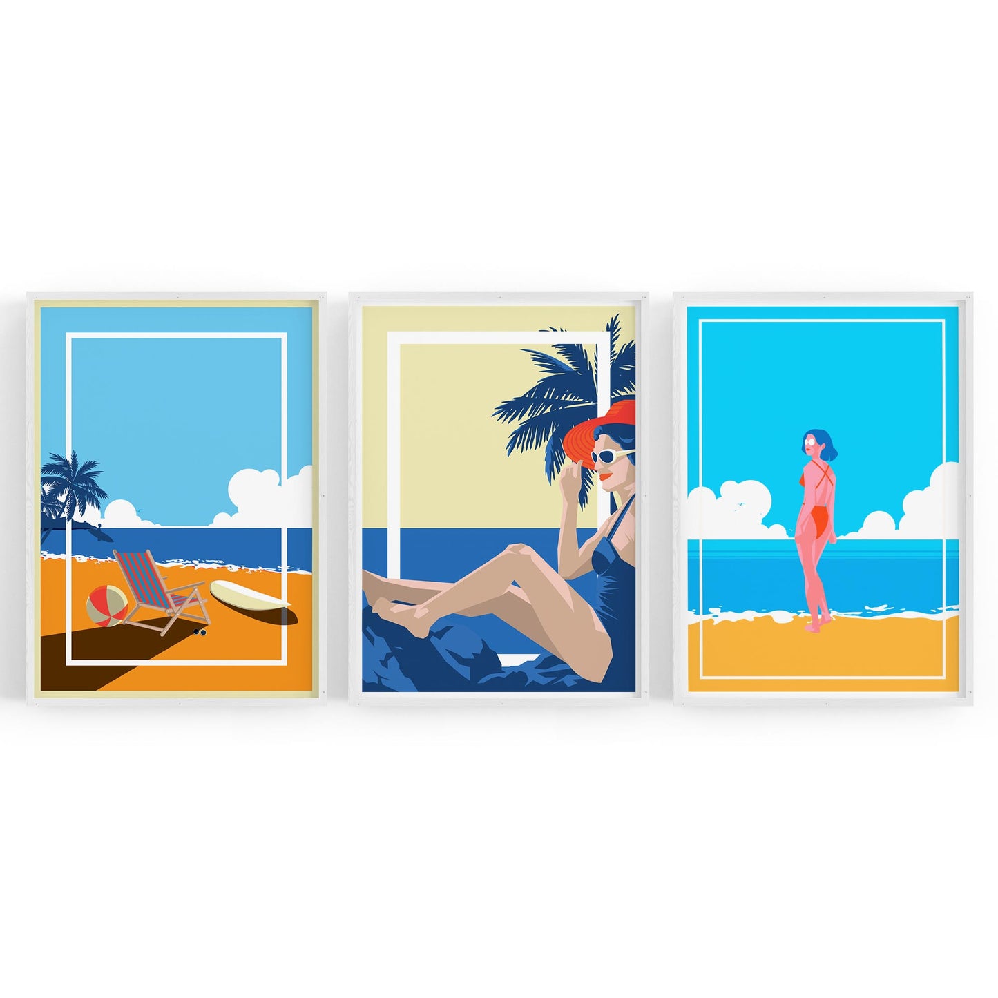 Set of Retro Beach Summer Coastal Wall Art #2 - The Affordable Art Company