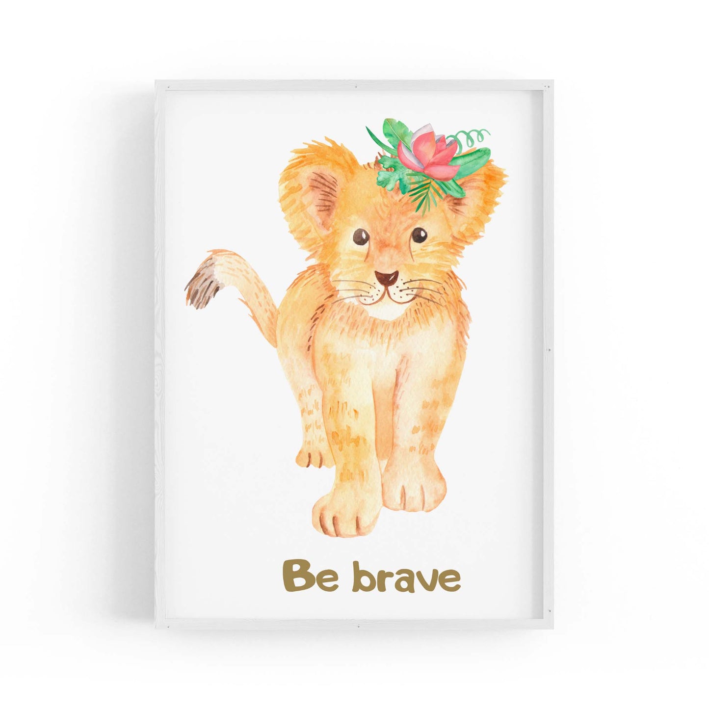 Cartoon Lion "Be Brave" Quote Nursery Wall Art - The Affordable Art Company