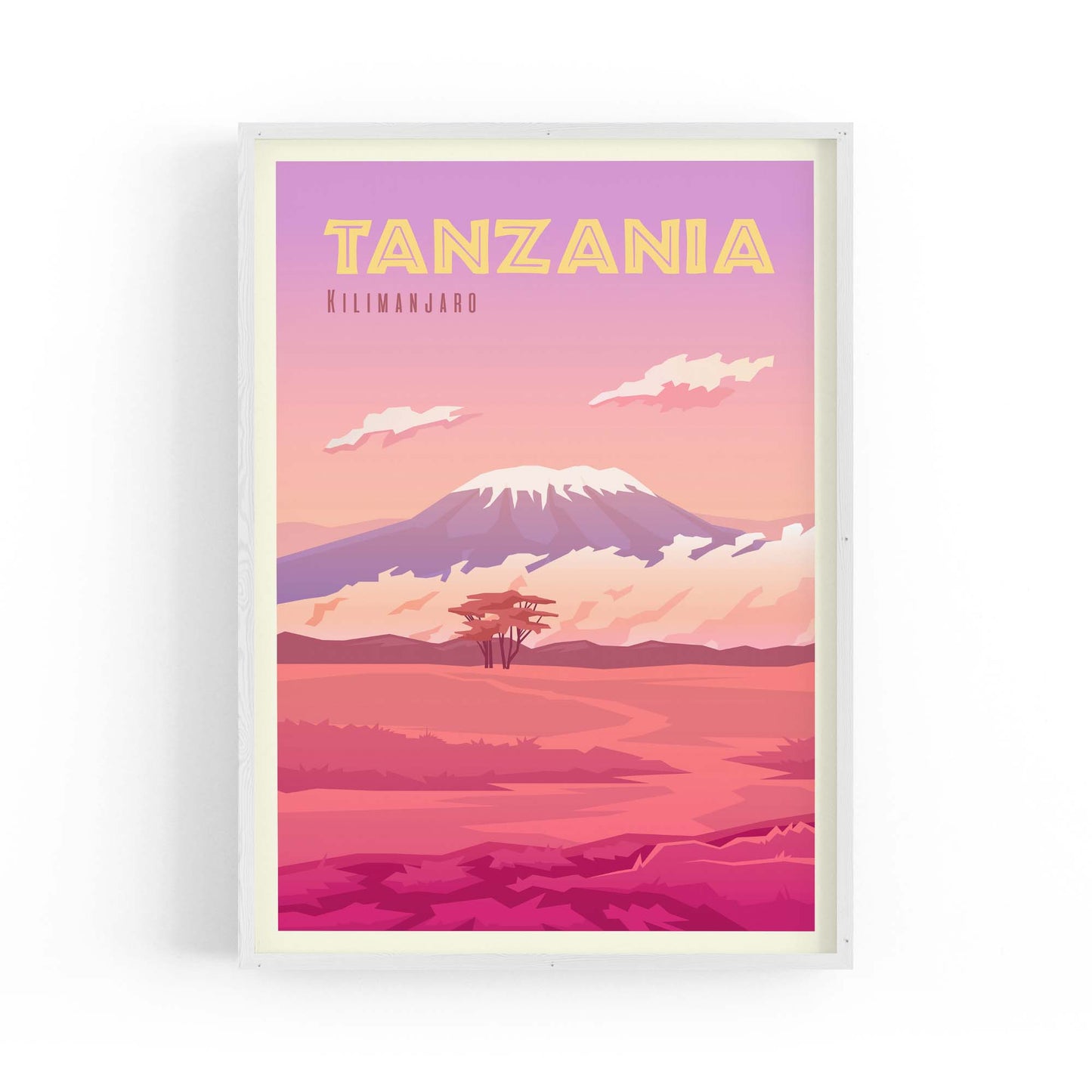 Retro Kilimanjaro, Tanzania Travel Vintage Wall Art - The Affordable Art Company
