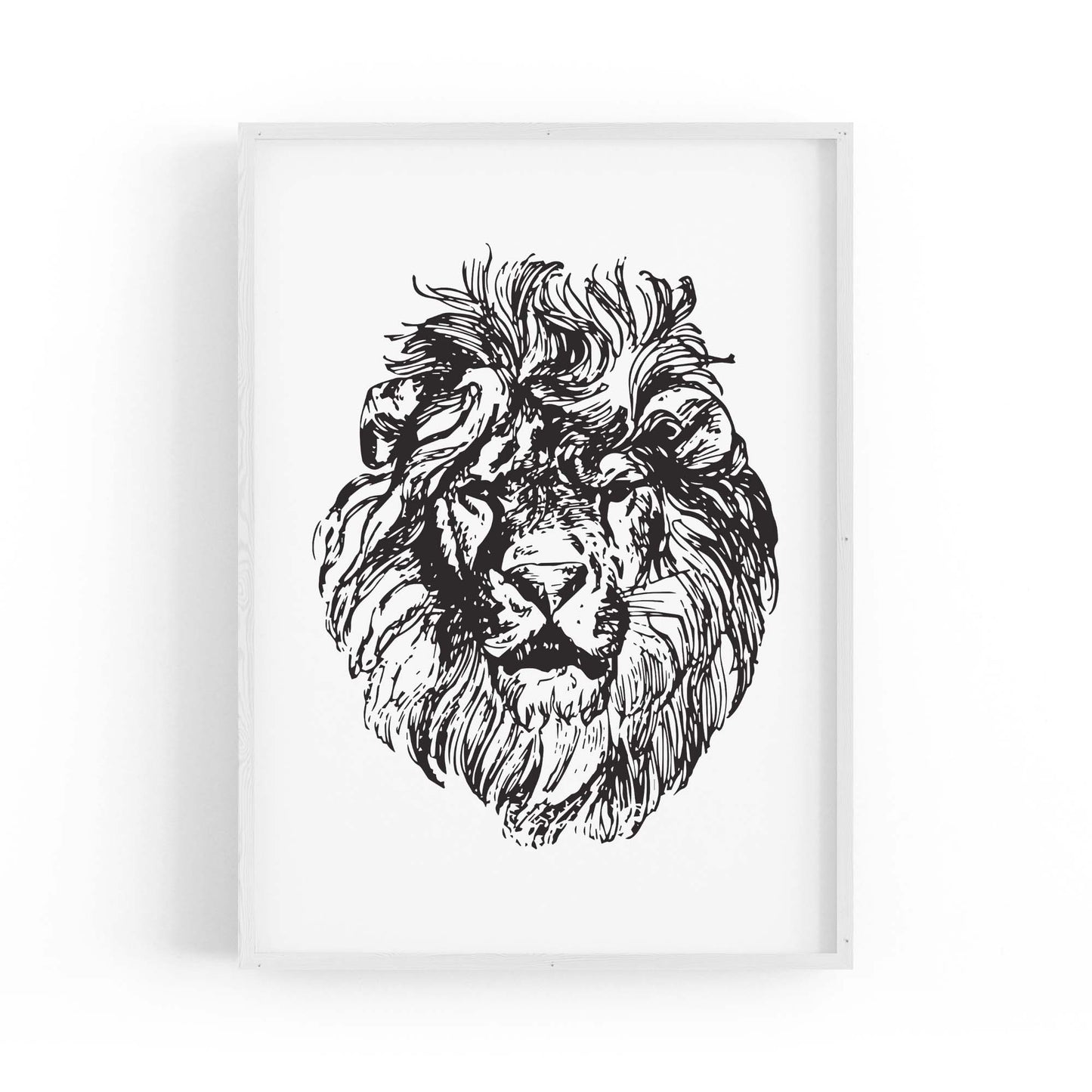 Lion Portrait Drawing Safari Anumal Wall Art - The Affordable Art Company