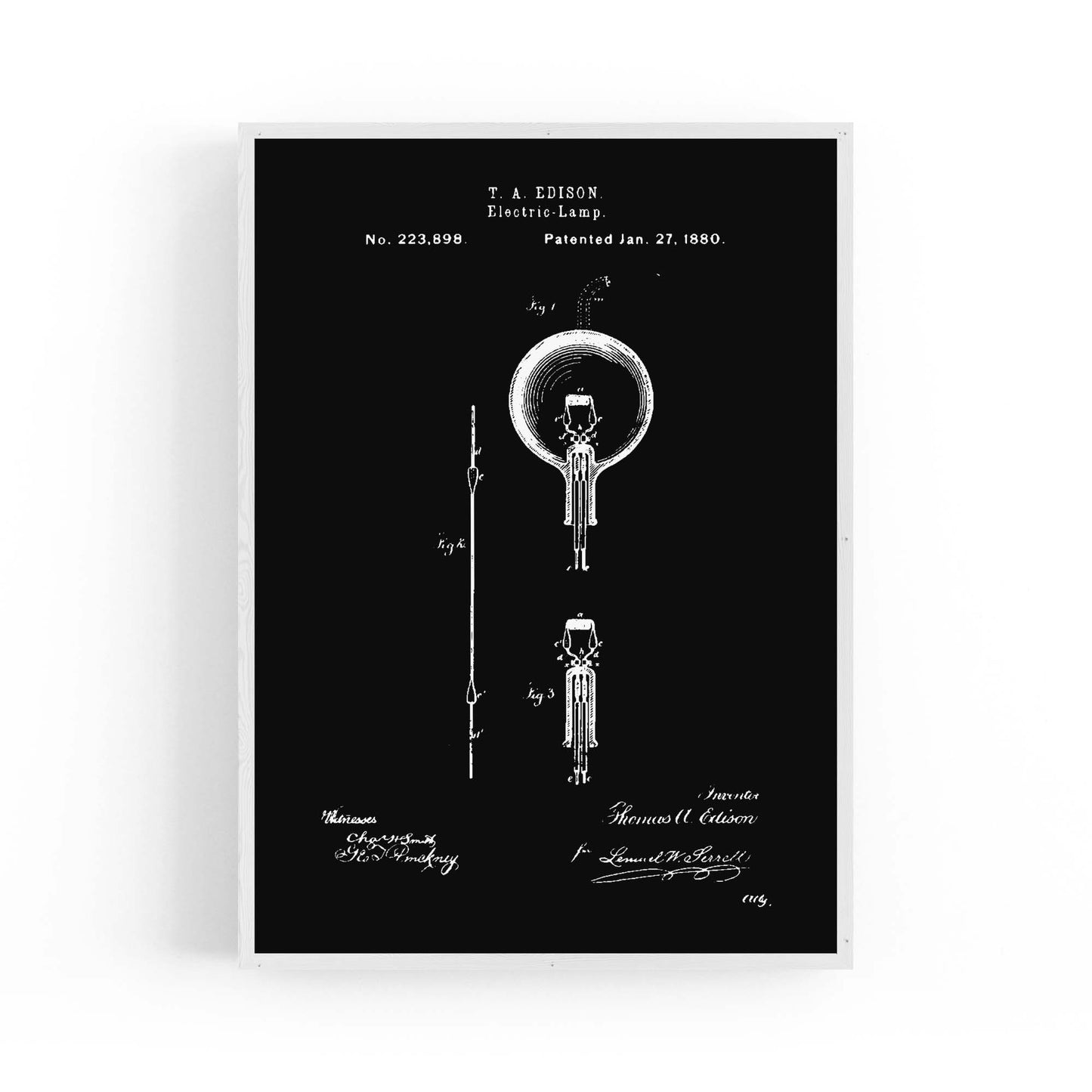 Vintage Edison Light Bulb Patent Wall Art #1 - The Affordable Art Company
