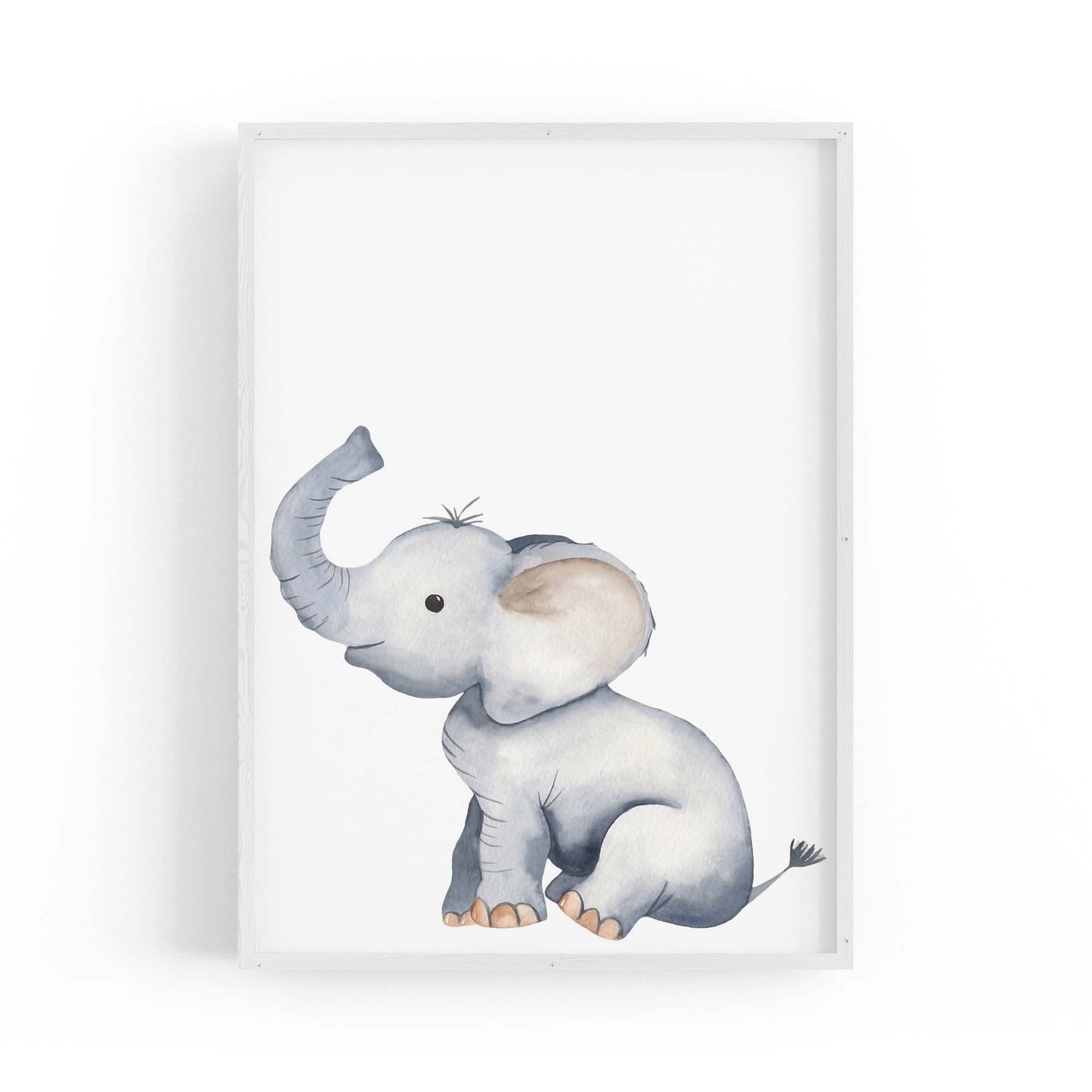 Cartoon Elephant Cute Nursery Baby Animal Wall Art #1 - The Affordable Art Company