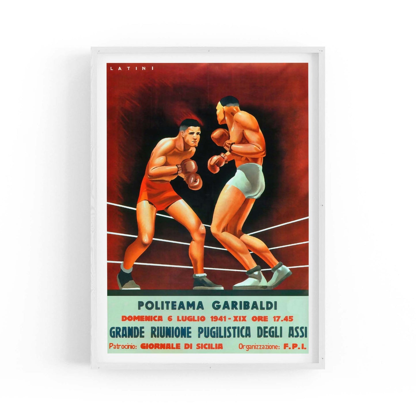 Politeama Garibaldi Boxing Vintage Sports Advert Wall Art - The Affordable Art Company