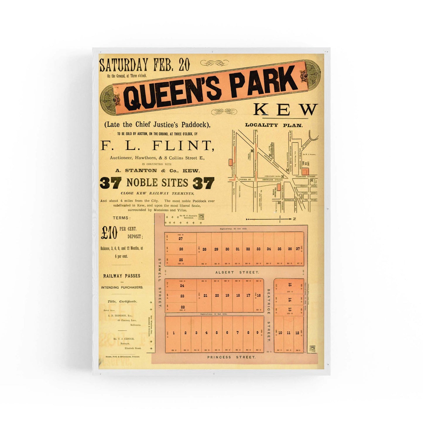 Kew Melbourne Vintage Real Estate Advert Wall Art #4 - The Affordable Art Company