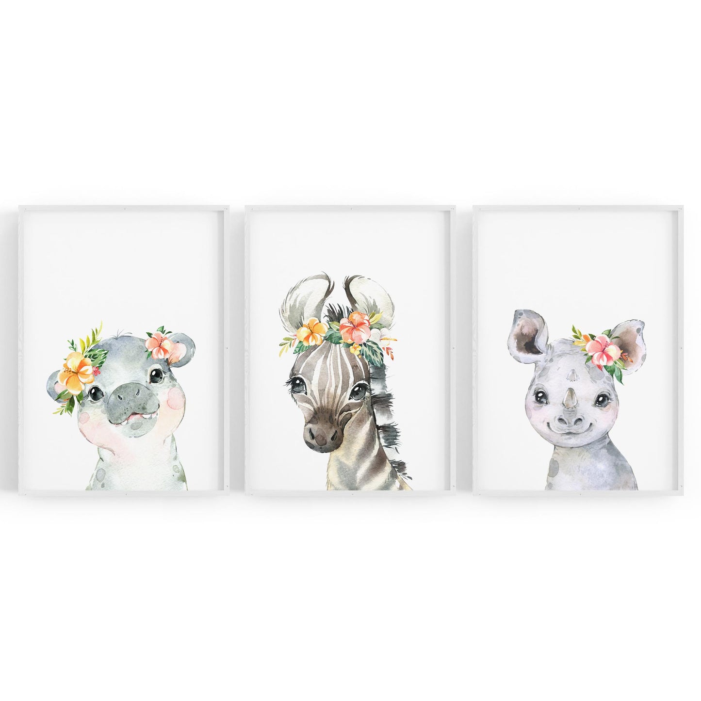 Set of Cute Baby Safari Animals Nursery Wall Art #4 - The Affordable Art Company