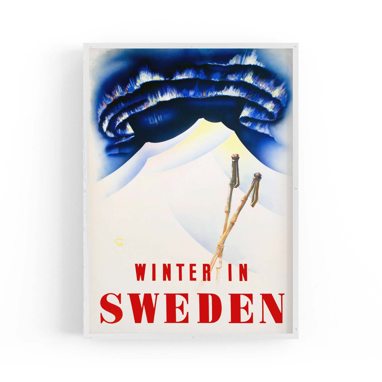 Winter In Sweden Vintage Travel Advert Wall Art - The Affordable Art Company