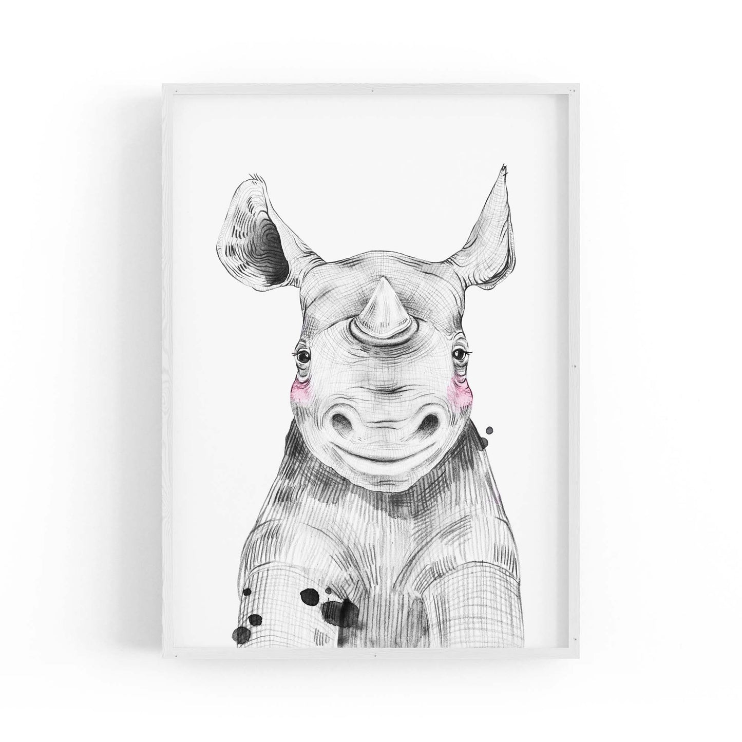 Cute Blushing Baby Rhino Nursery Animal Wall Art - The Affordable Art Company