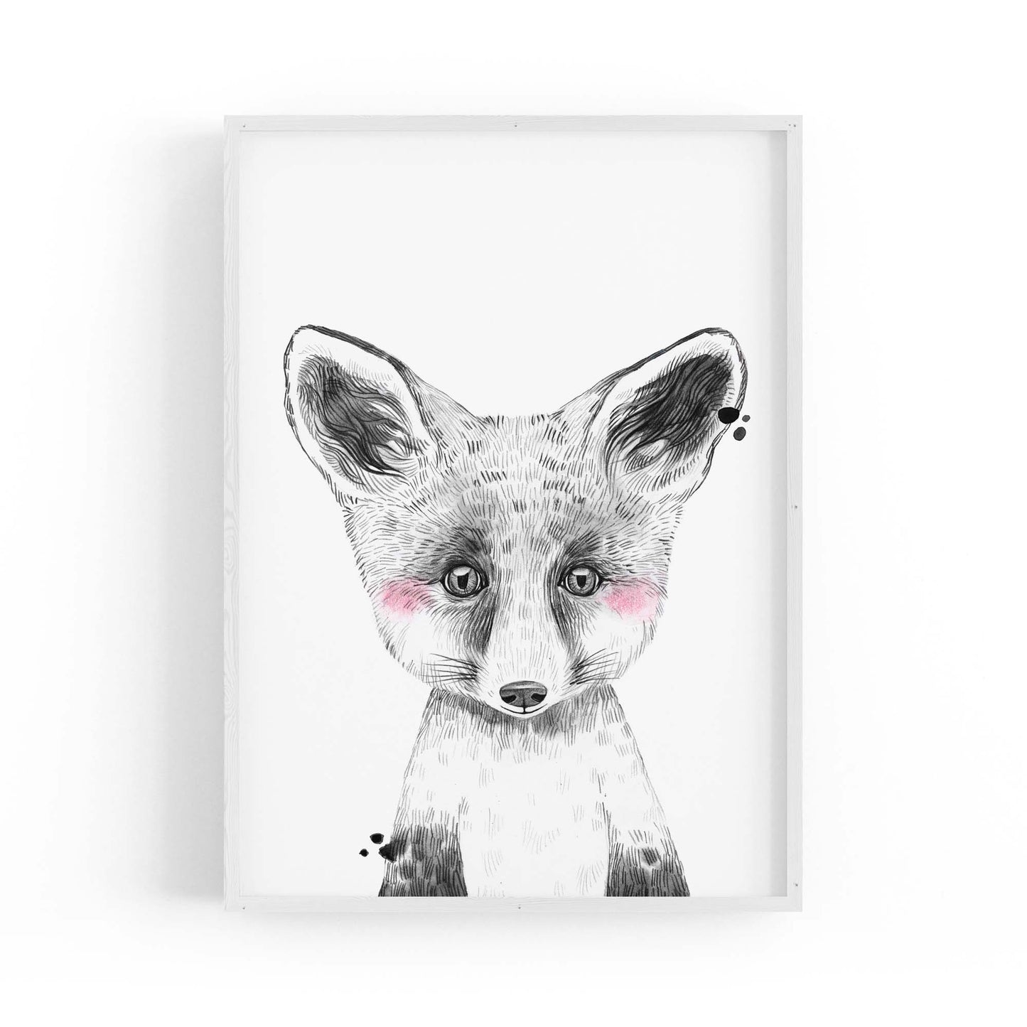 Cute Blushing Baby Fox Nursery Animal Wall Art - The Affordable Art Company