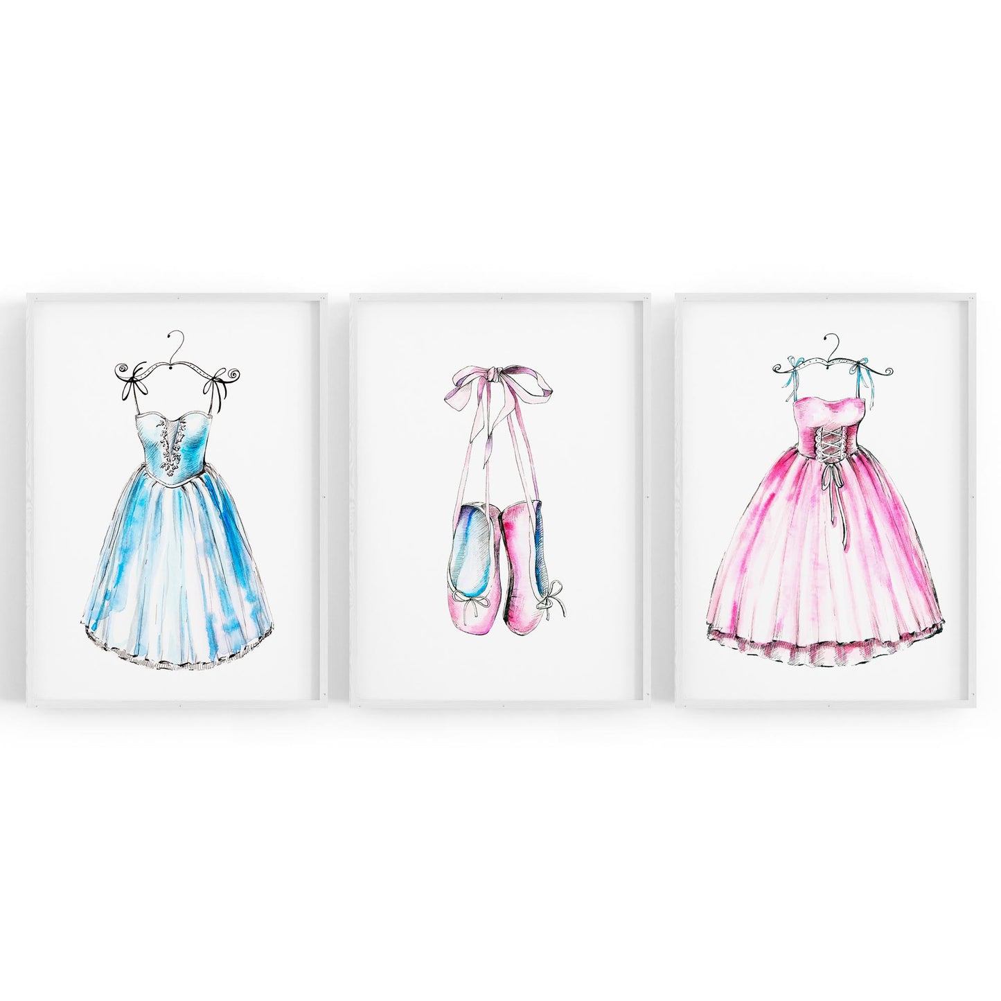 Set of Cute Ballerina Girls Bedroom Ballet Wall Art - The Affordable Art Company