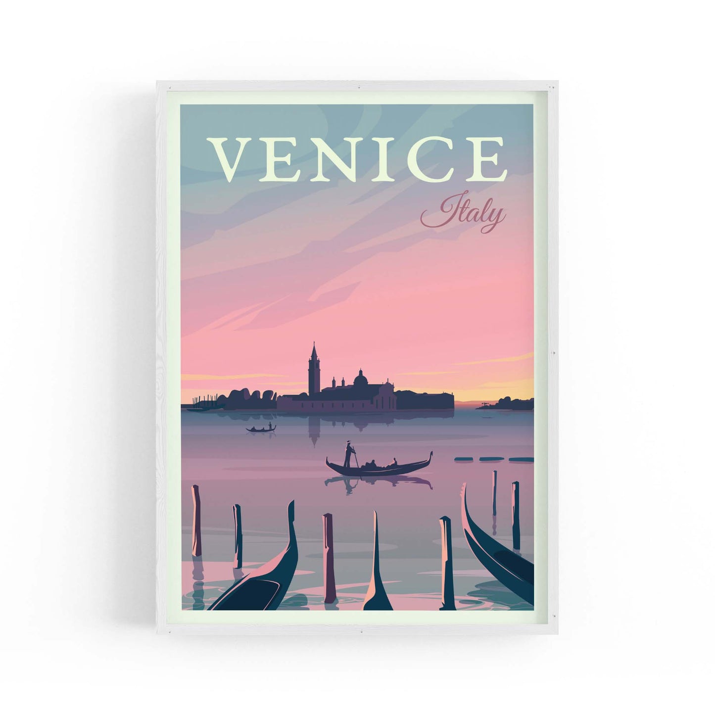 Retro Venice Italy Vintage Travel European Wall Art - The Affordable Art Company