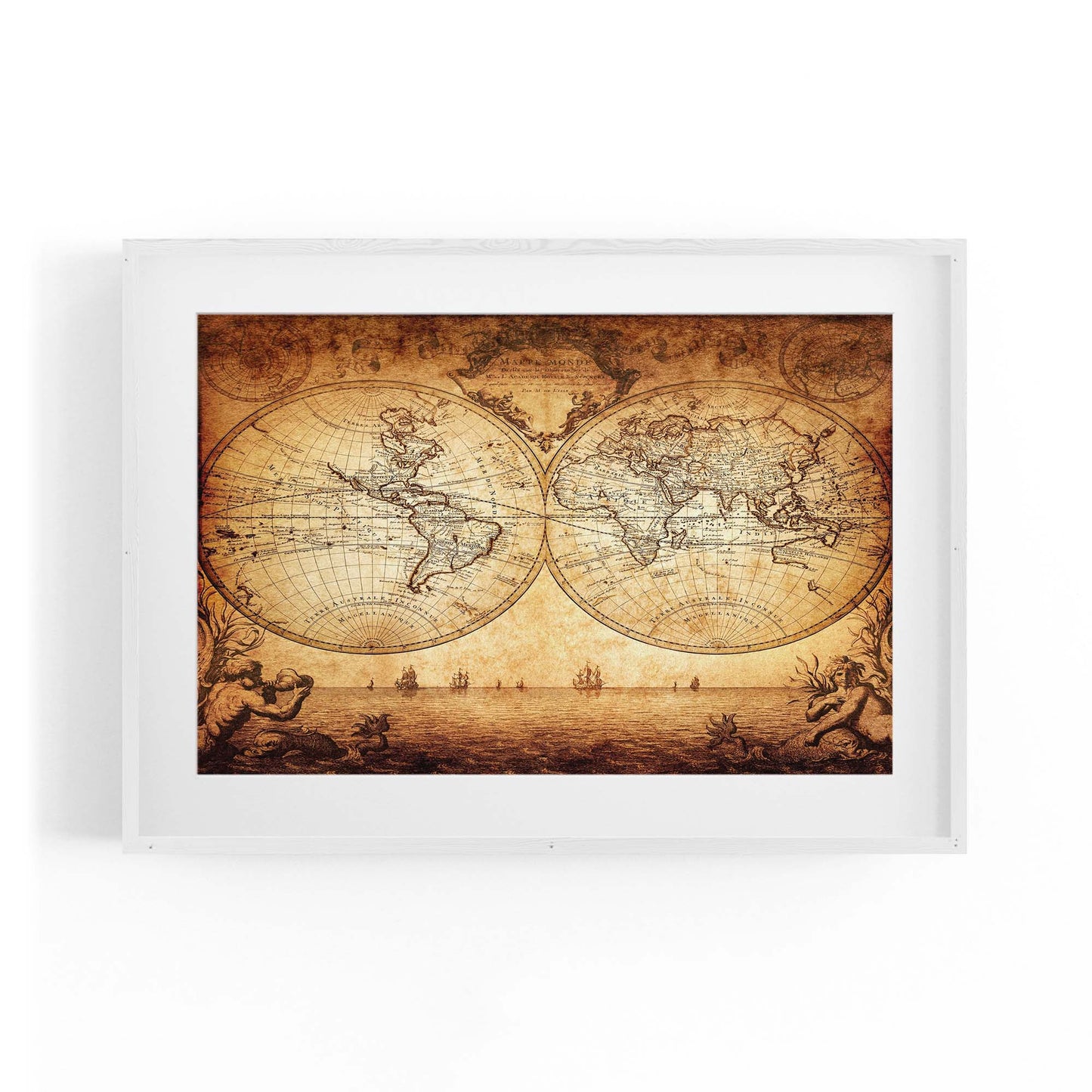 Vintage World Map Old Wall Art #4 - The Affordable Art Company