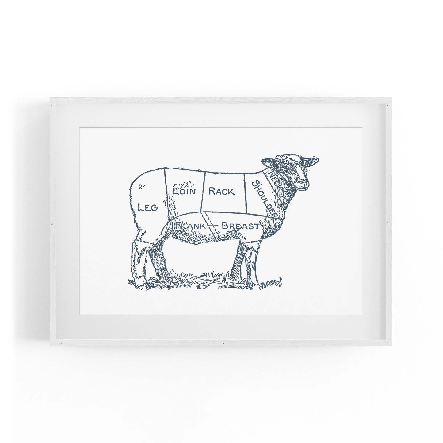 Butcher Shop Lamb Drawing Meat Wall Art - The Affordable Art Company