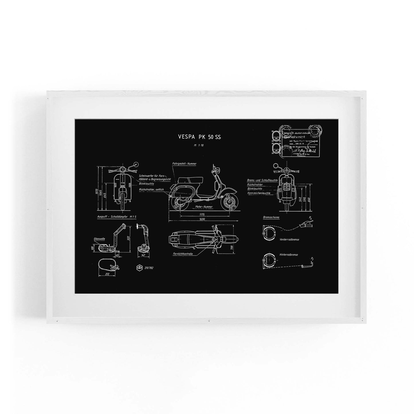 Vintage Vespa Patent Black Patent Wall Art #1 - The Affordable Art Company