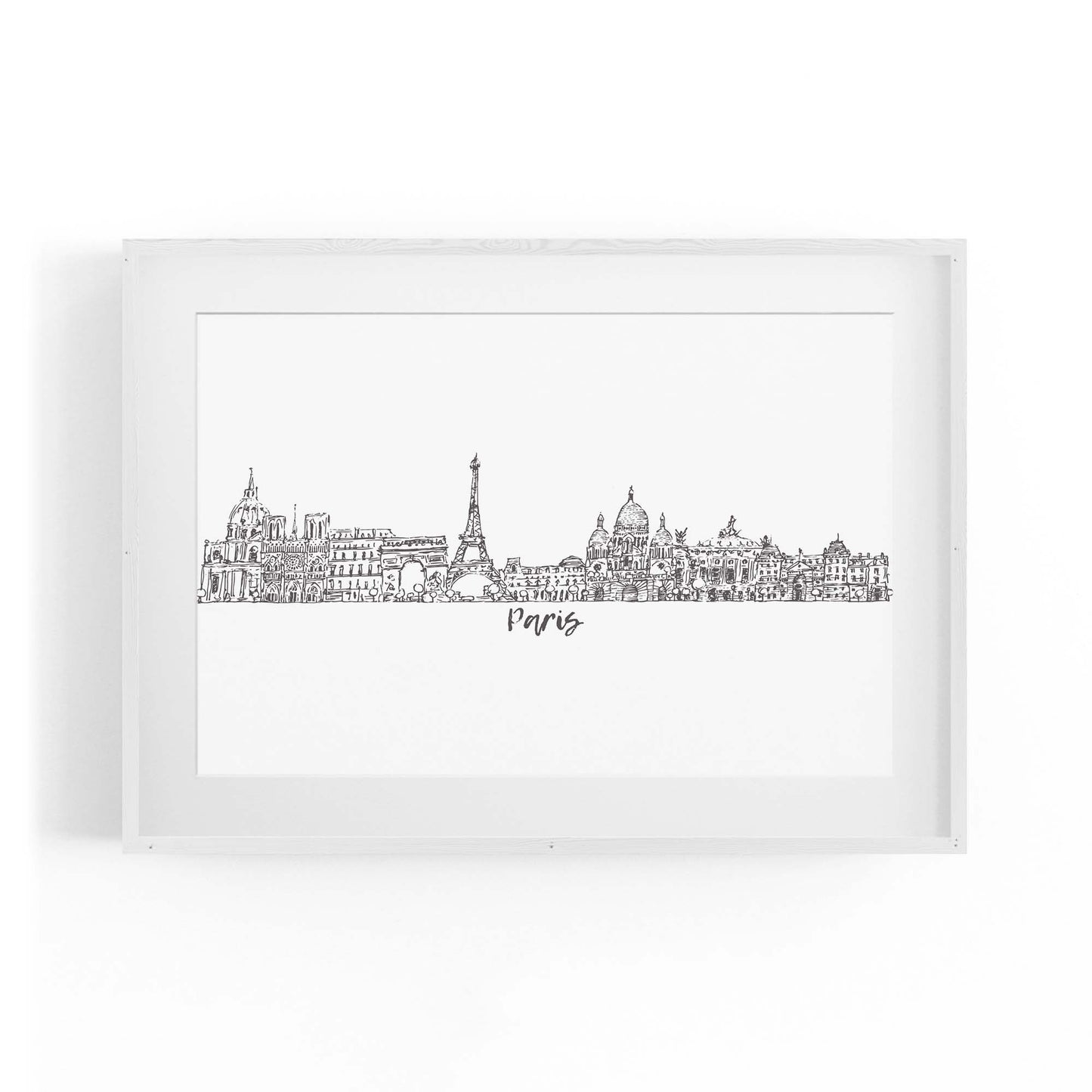 Paris Skyline Drawing Minimal Travel Wall Art - The Affordable Art Company