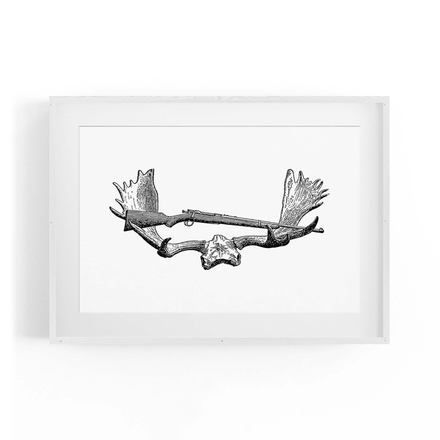 Antlers Hunting Drawing Man Cave Wall Art #2 - The Affordable Art Company