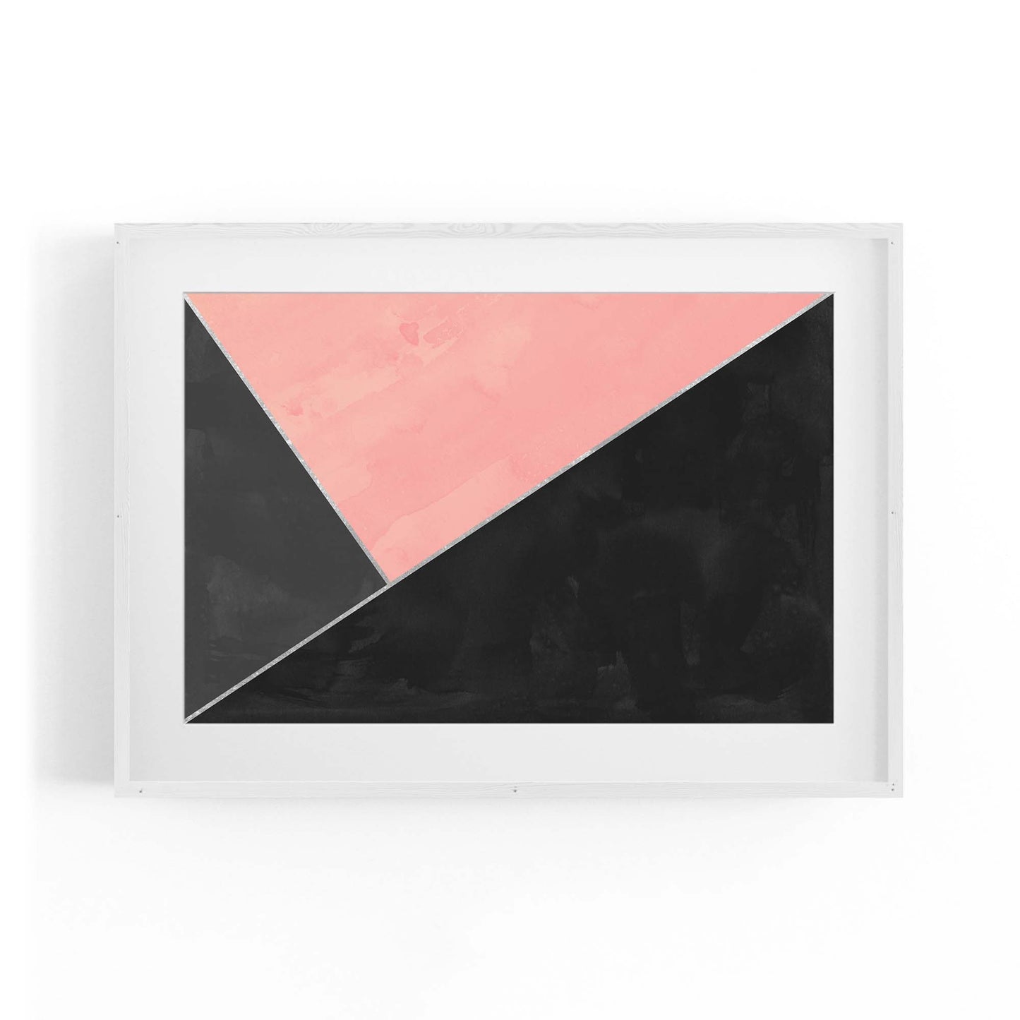 Abstract Pink and Black Geometric Minimal Wall Art - The Affordable Art Company