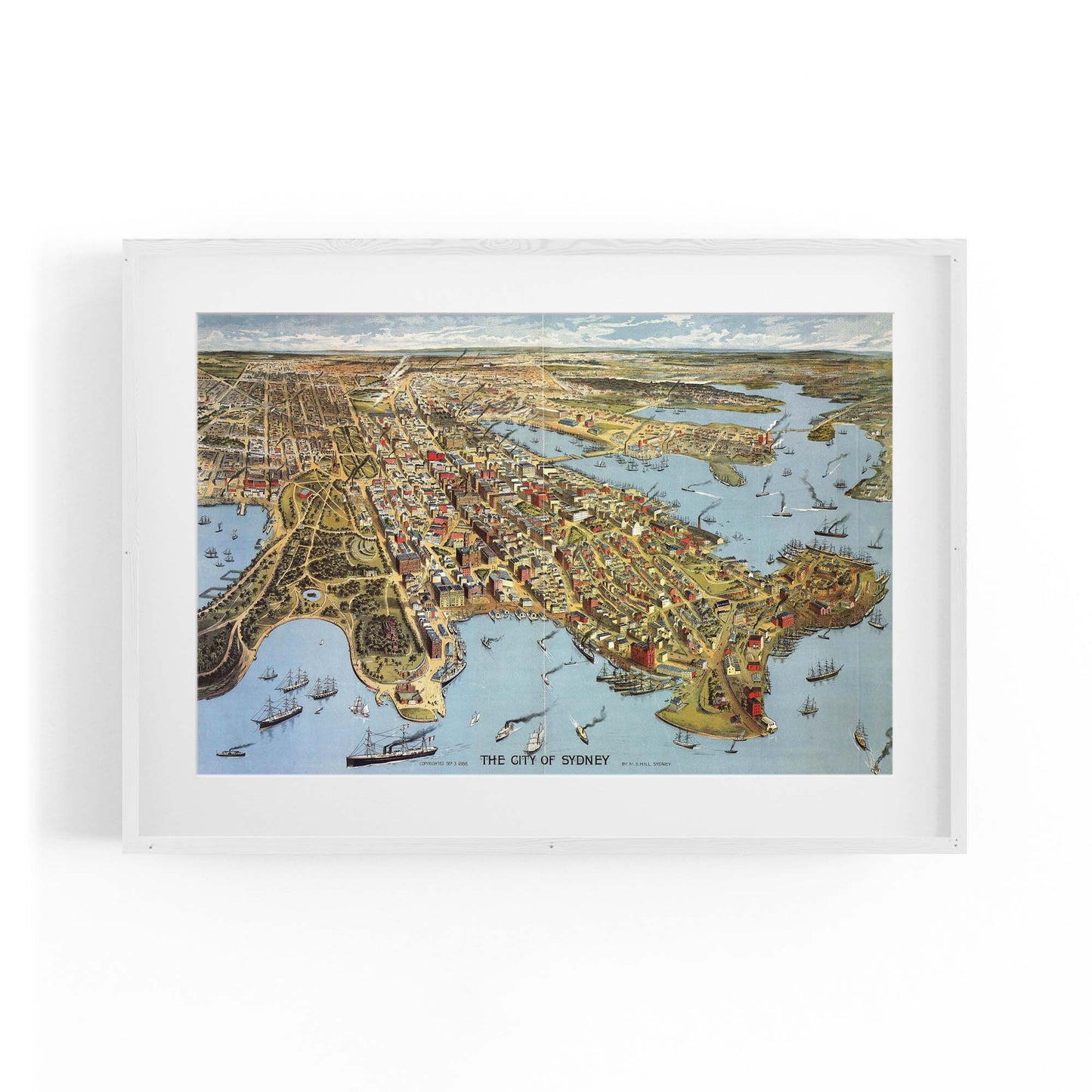 Vintage Sydney Map New South Wales Wall Art - The Affordable Art Company