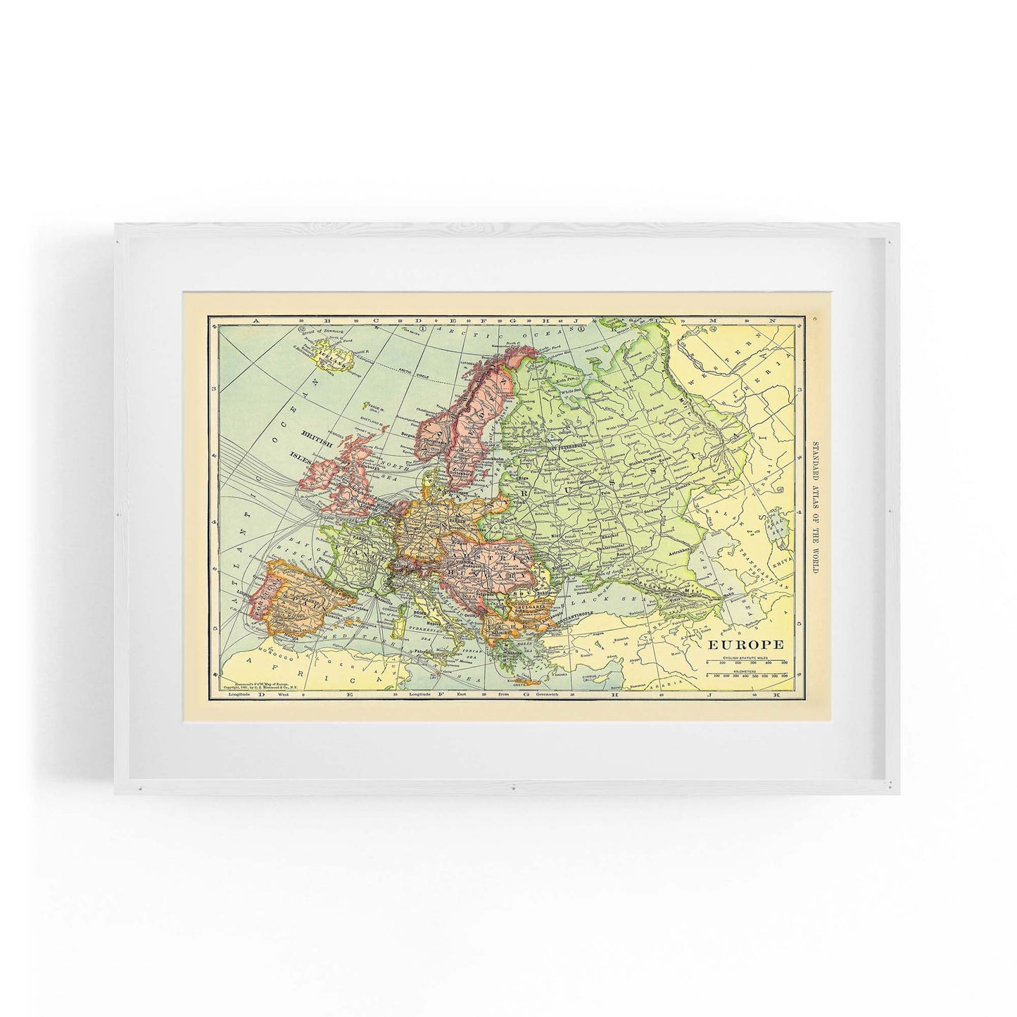 Europe, Vintage Map European Old Map Wall Art - The Affordable Art Company